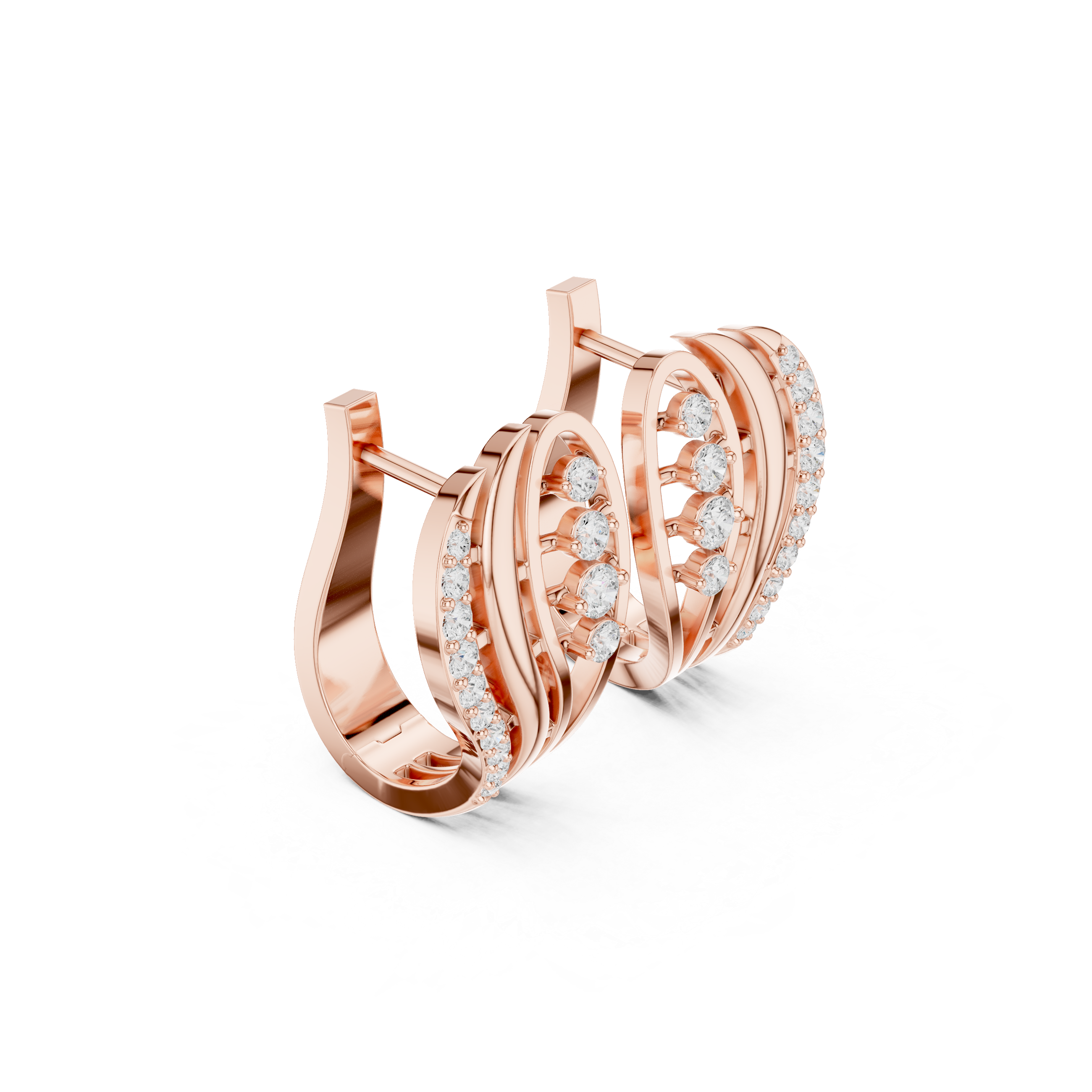 Cathedral Lattice Diamond Hoop Earrings in Rose Gold - VYKA Diamonds