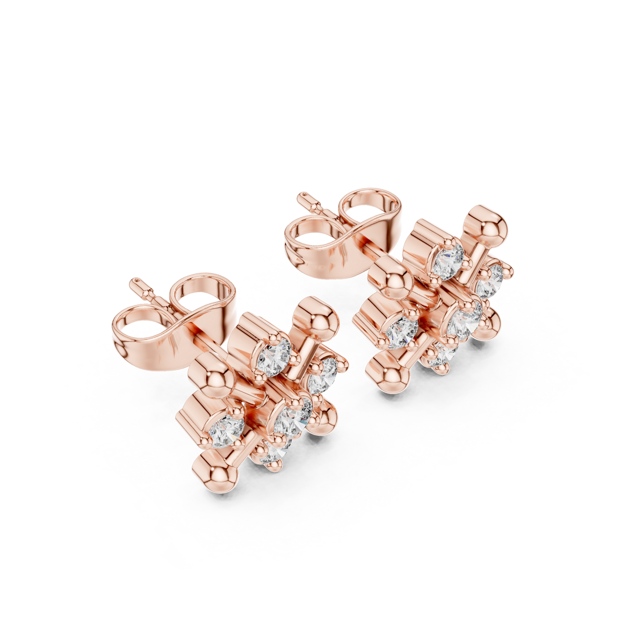 أقراط بتجمّع ألماس على شكل برسيم ونجمة in Rose Gold - VYKA Diamonds