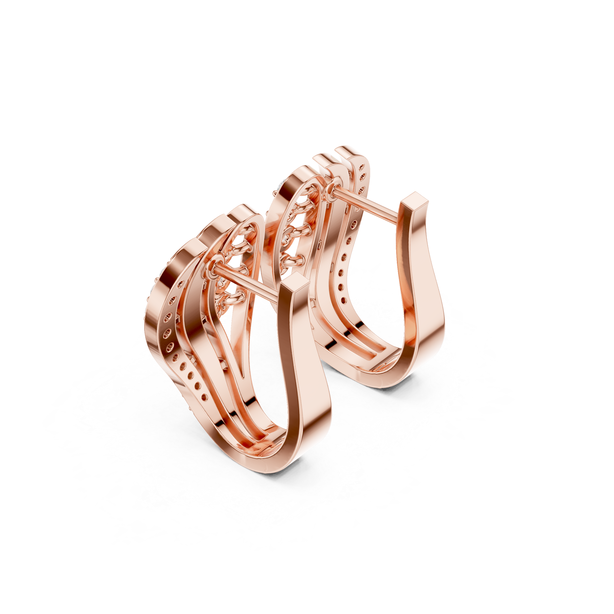 Cathedral Lattice Diamond Hoop Earrings in Rose Gold - VYKA Diamonds