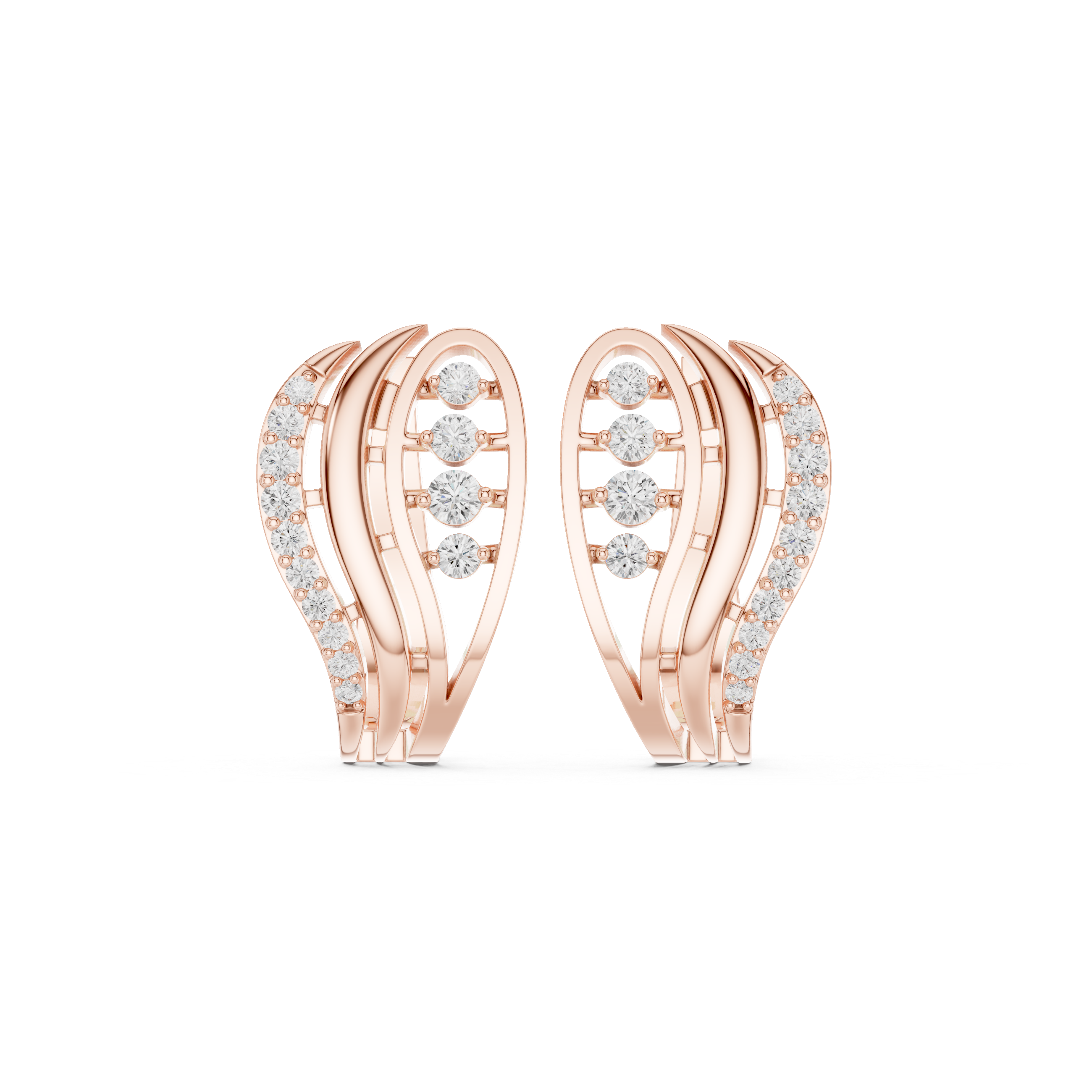 Cathedral Lattice Diamond Hoop Earrings in Rose Gold - VYKA Diamonds