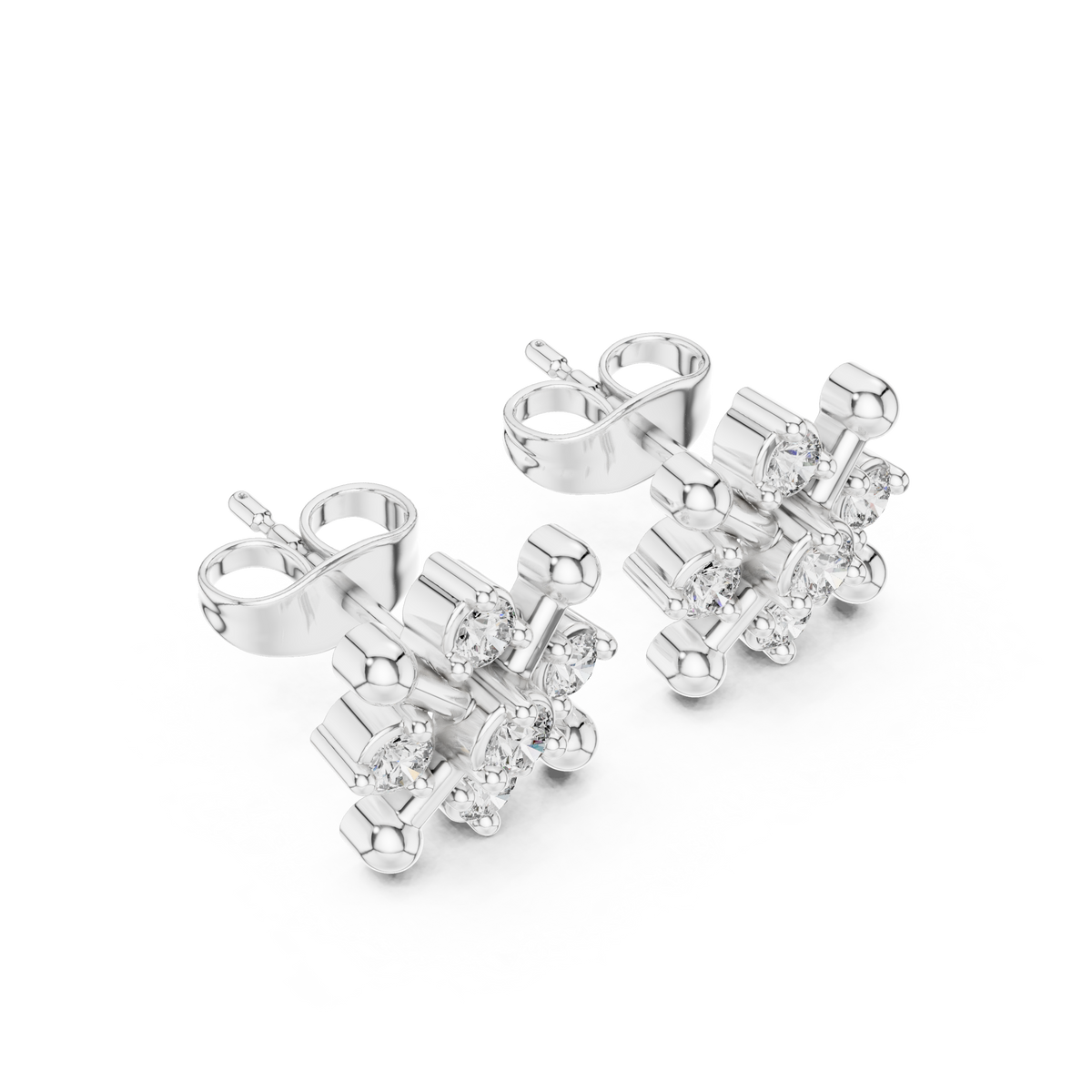 Clover Star Cluster Diamond Stud Earrings