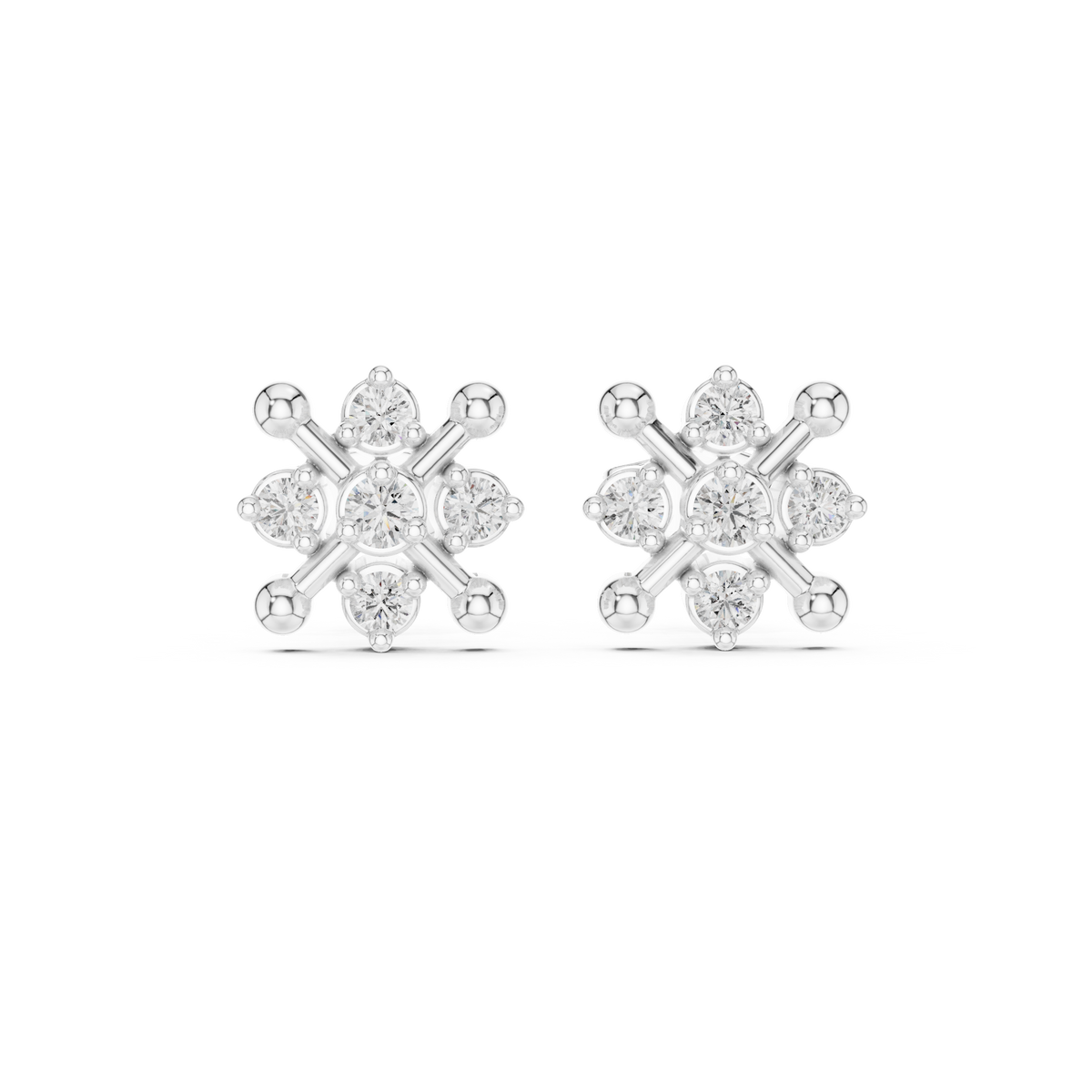 Clover Star Cluster Diamond Stud Earrings