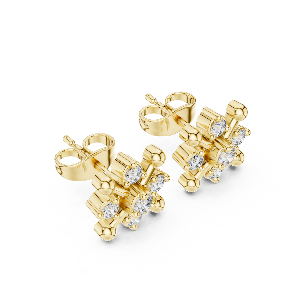 Clover Star Cluster Diamond Stud Earrings