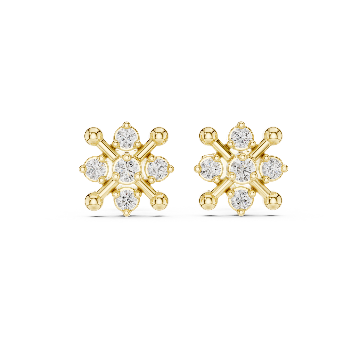Clover Star Cluster Diamond Stud Earrings