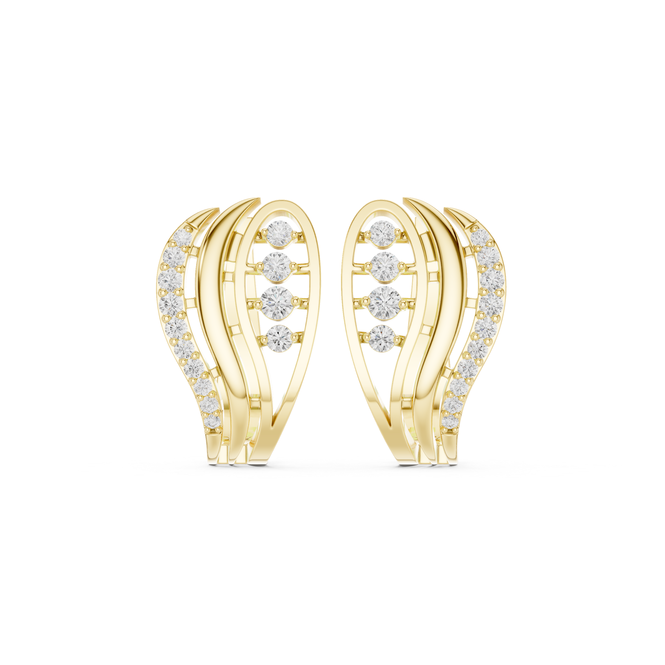 Cathedral Lattice Diamond Hoop Earrings in Yellow Gold - VYKA Diamonds