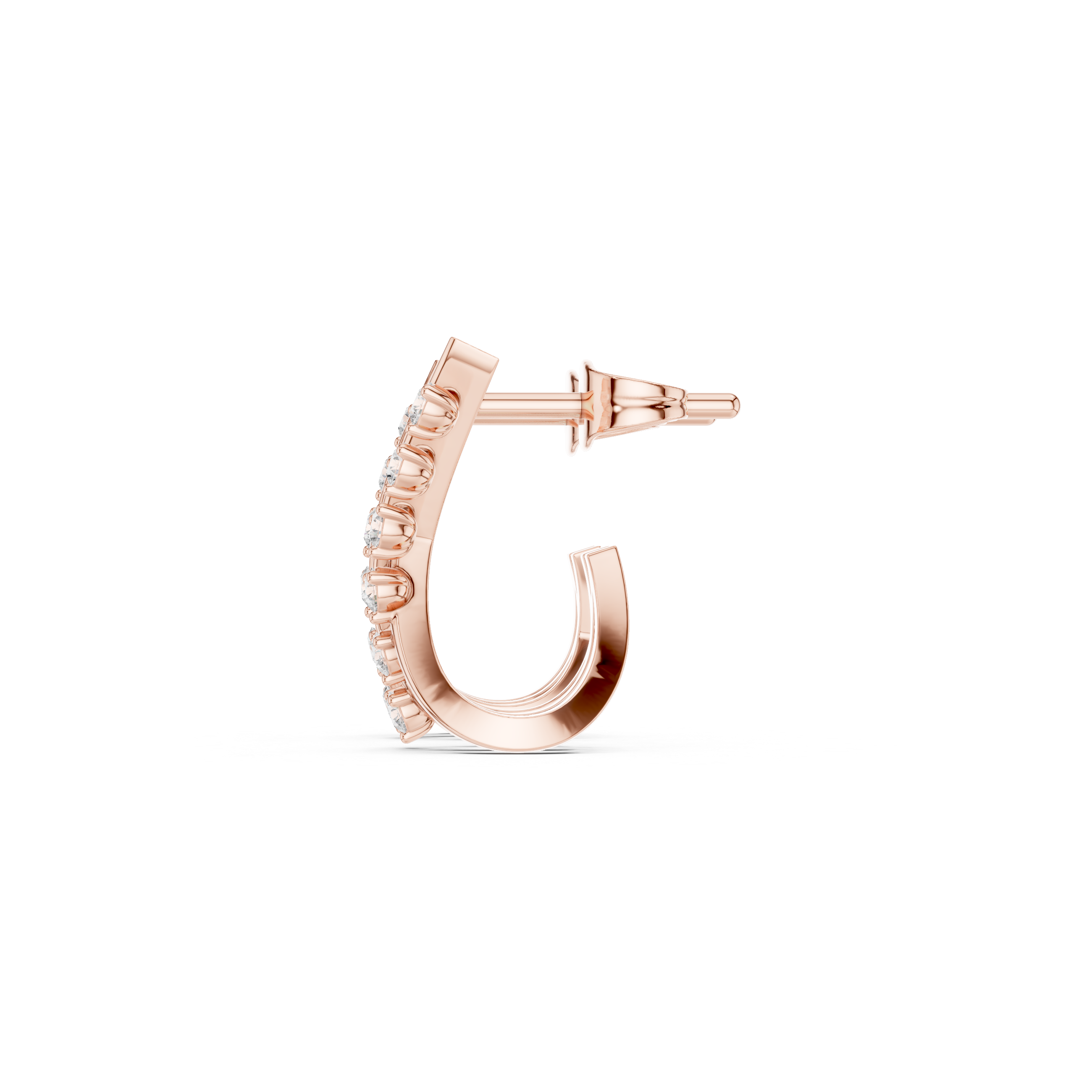 Trapezoidal Grid Diamond Hoop Earrings in Rose Gold - VYKA Diamonds