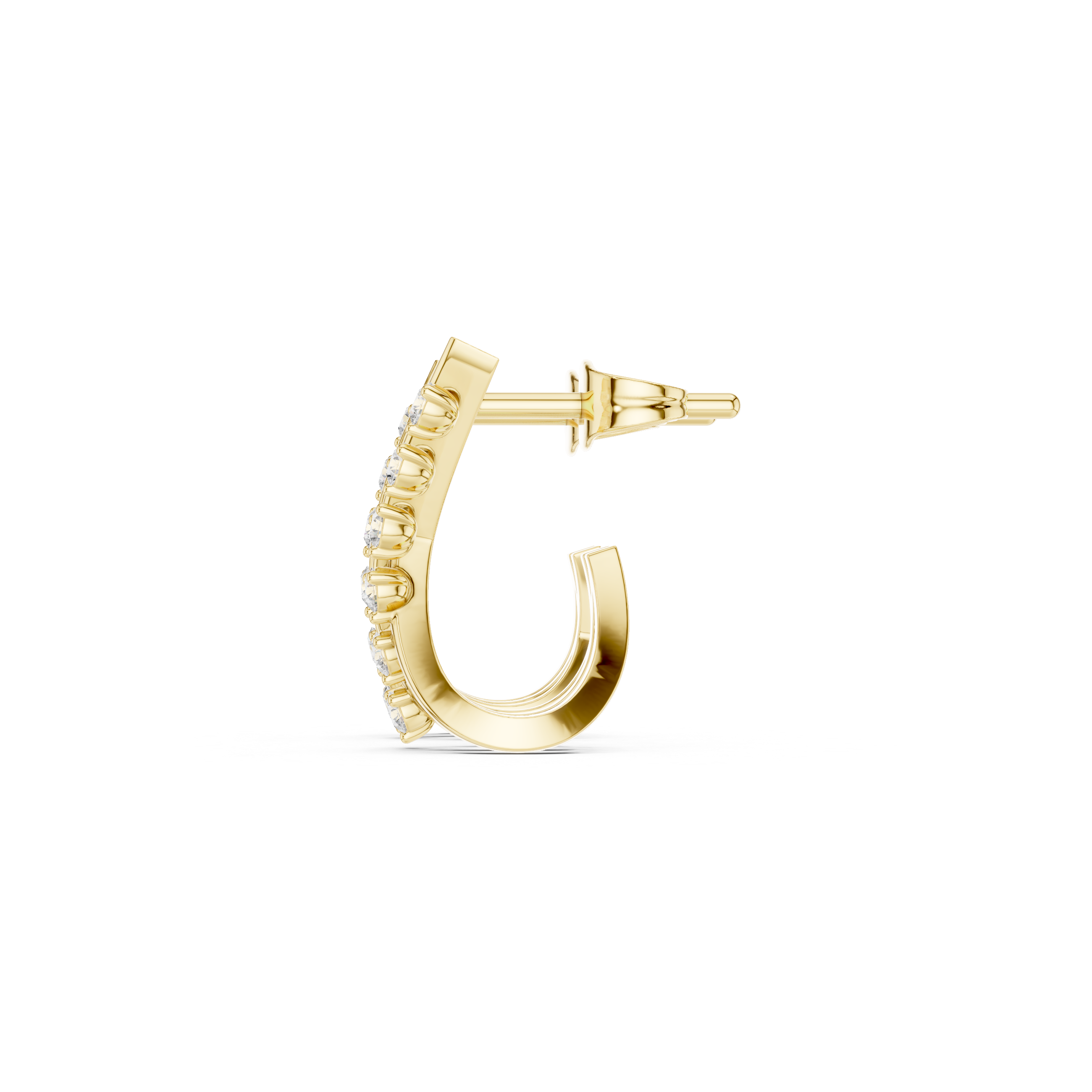 Trapezoidal Grid Diamond Hoop Earrings in Yellow Gold - VYKA Diamonds
