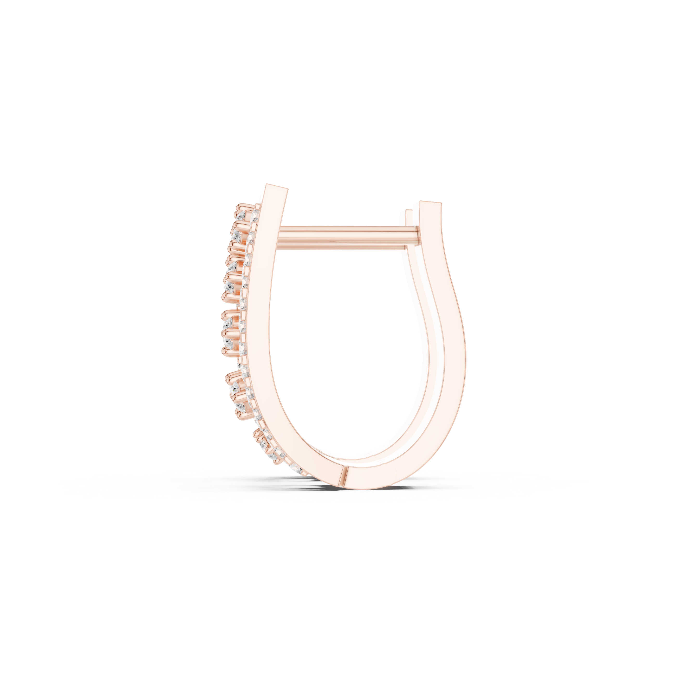 Elongated Lattice Diamond Hoop Earrings in Rose Gold - VYKA Diamonds