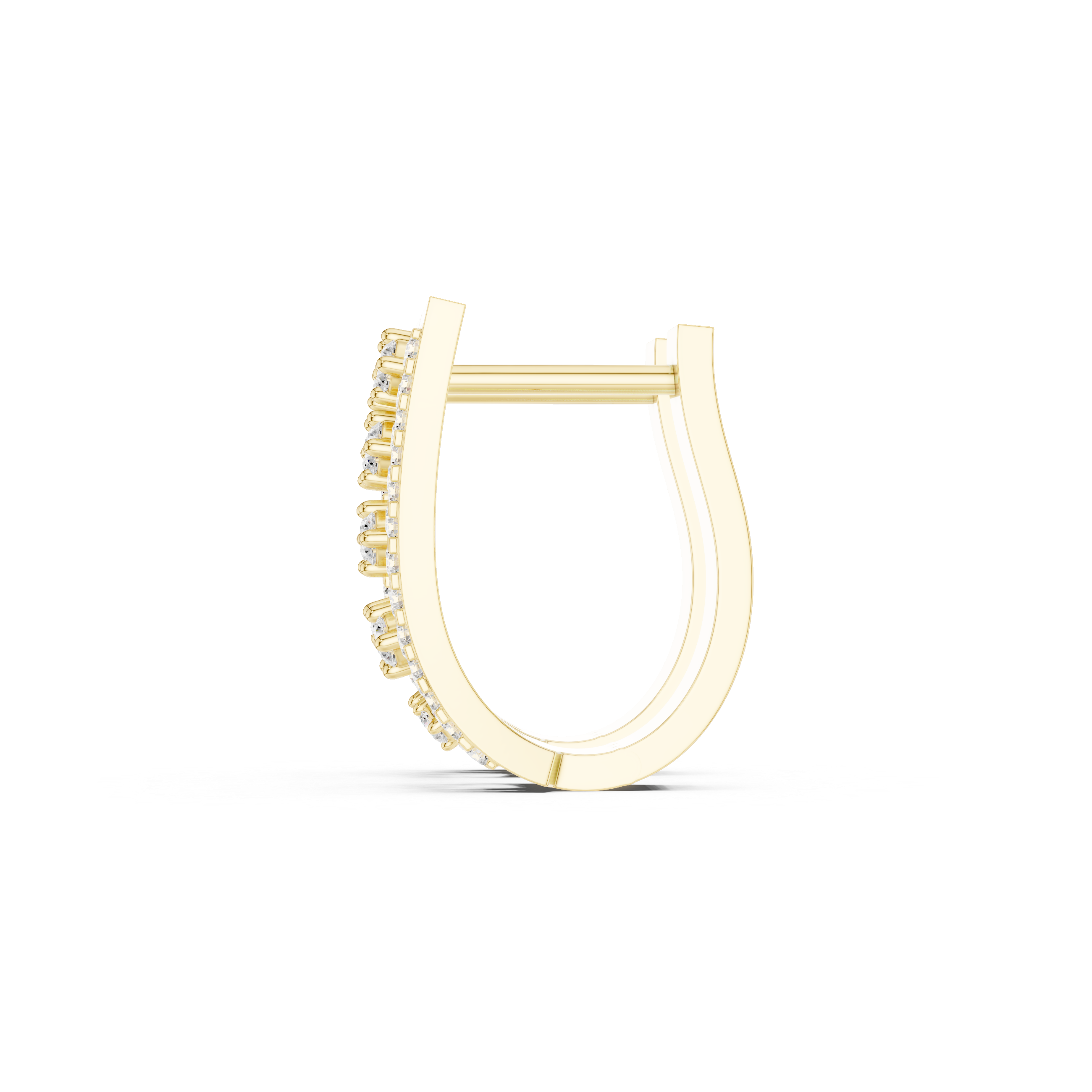 Elongated Lattice Diamond Hoop Earrings in Yellow Gold - VYKA Diamonds