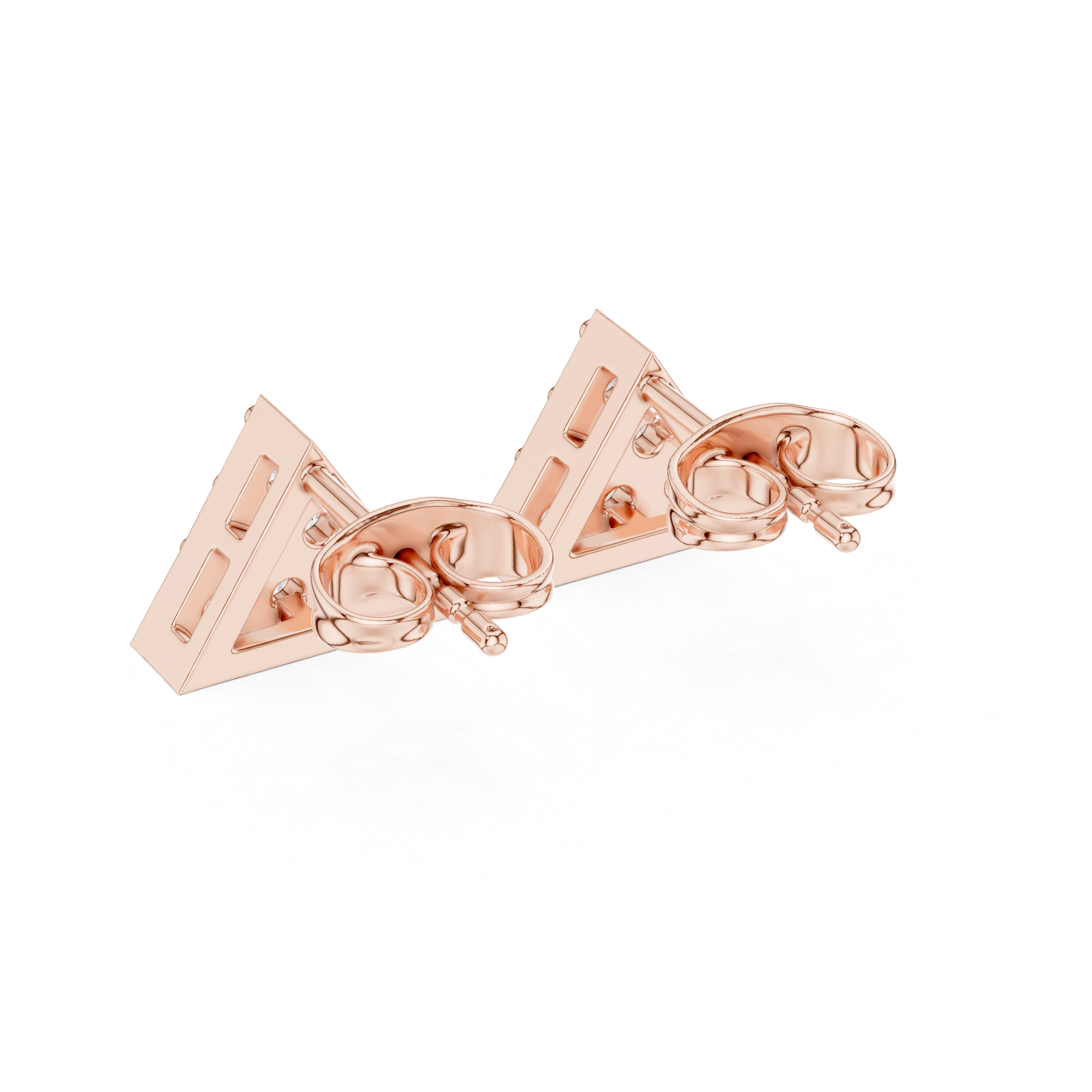 Shield Cut Diamond Stud Earrings in Rose Gold - VYKA Diamonds