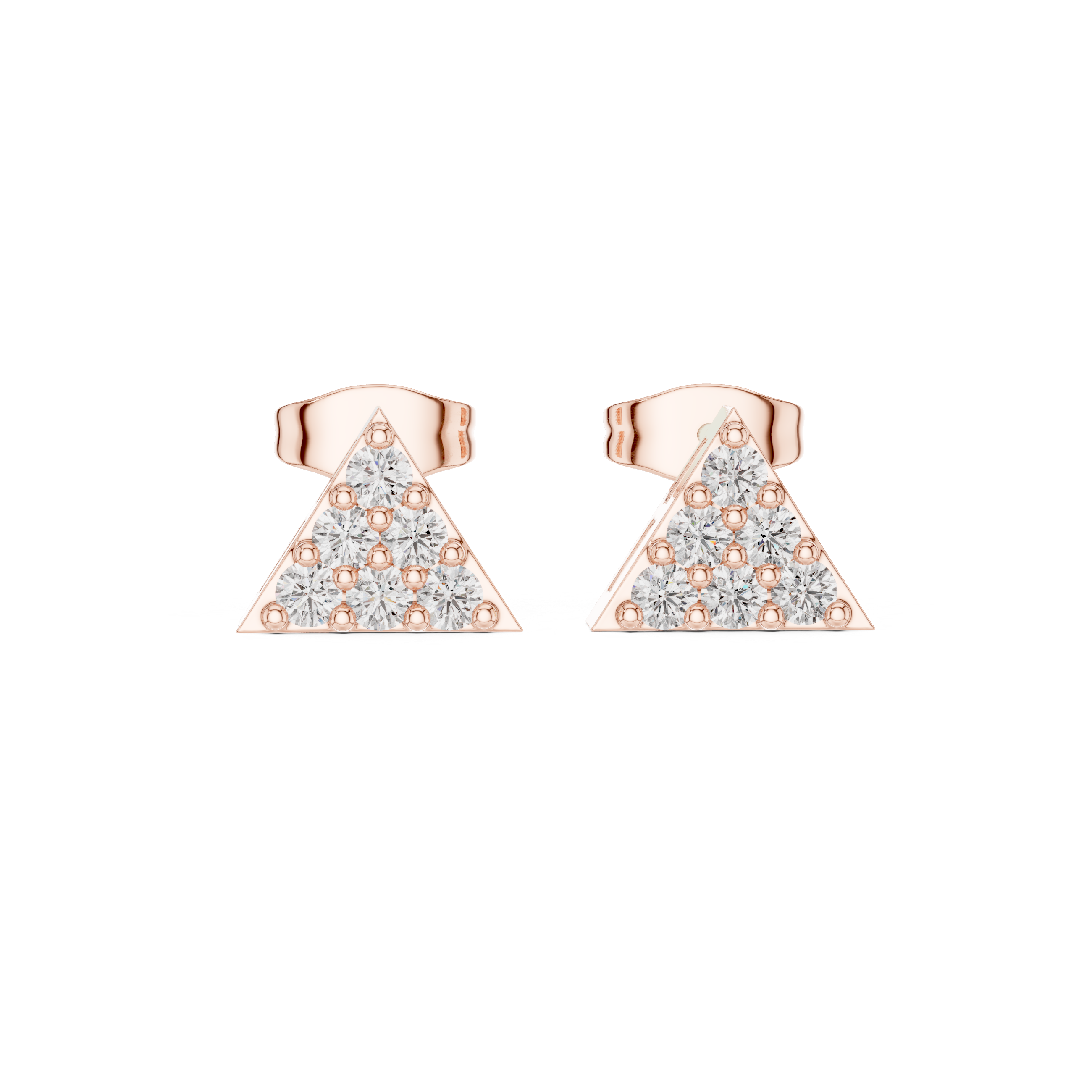 Shield Cut Diamond Stud Earrings in Rose Gold - VYKA Diamonds