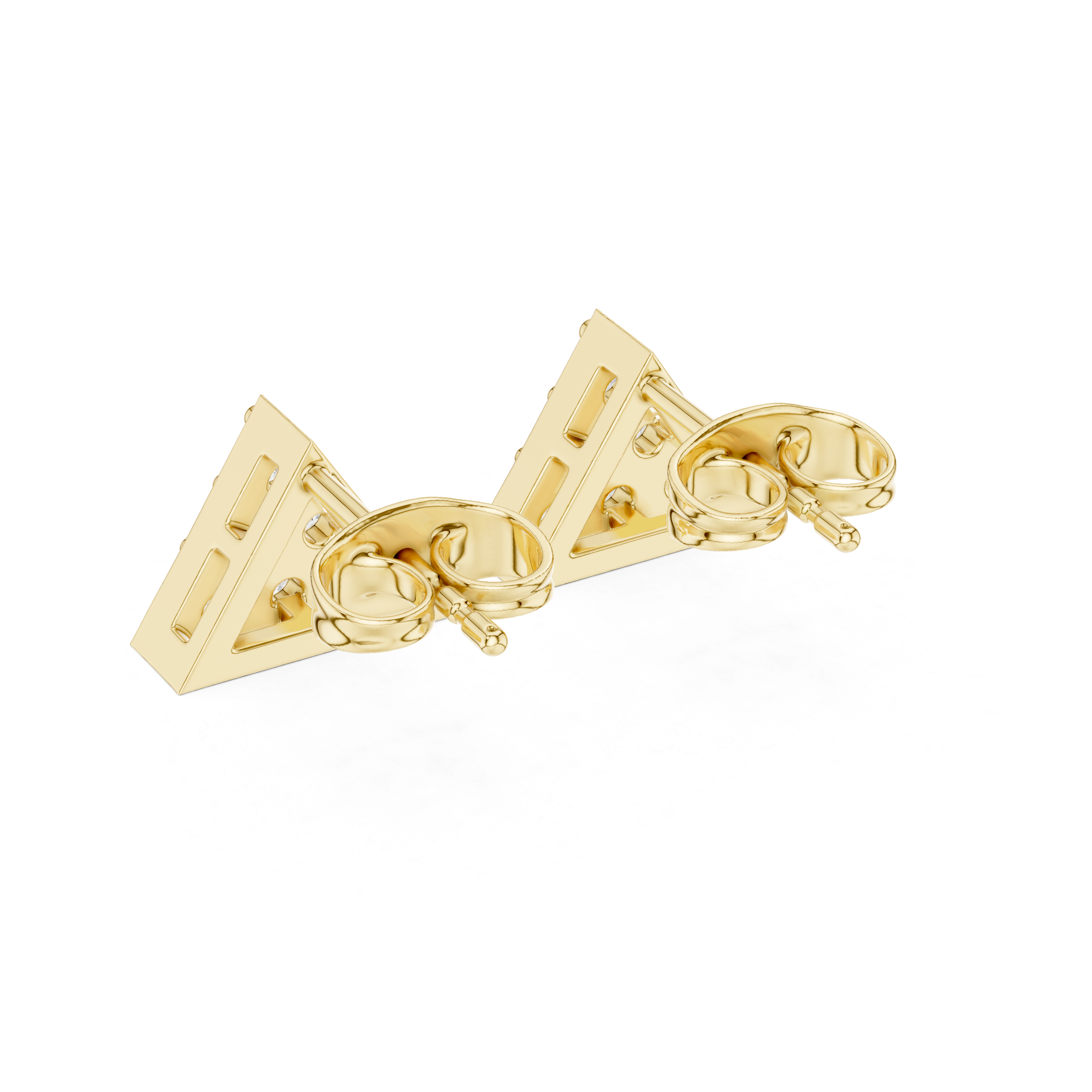 Shield Cut Diamond Stud Earrings in Yellow Gold - VYKA Diamonds