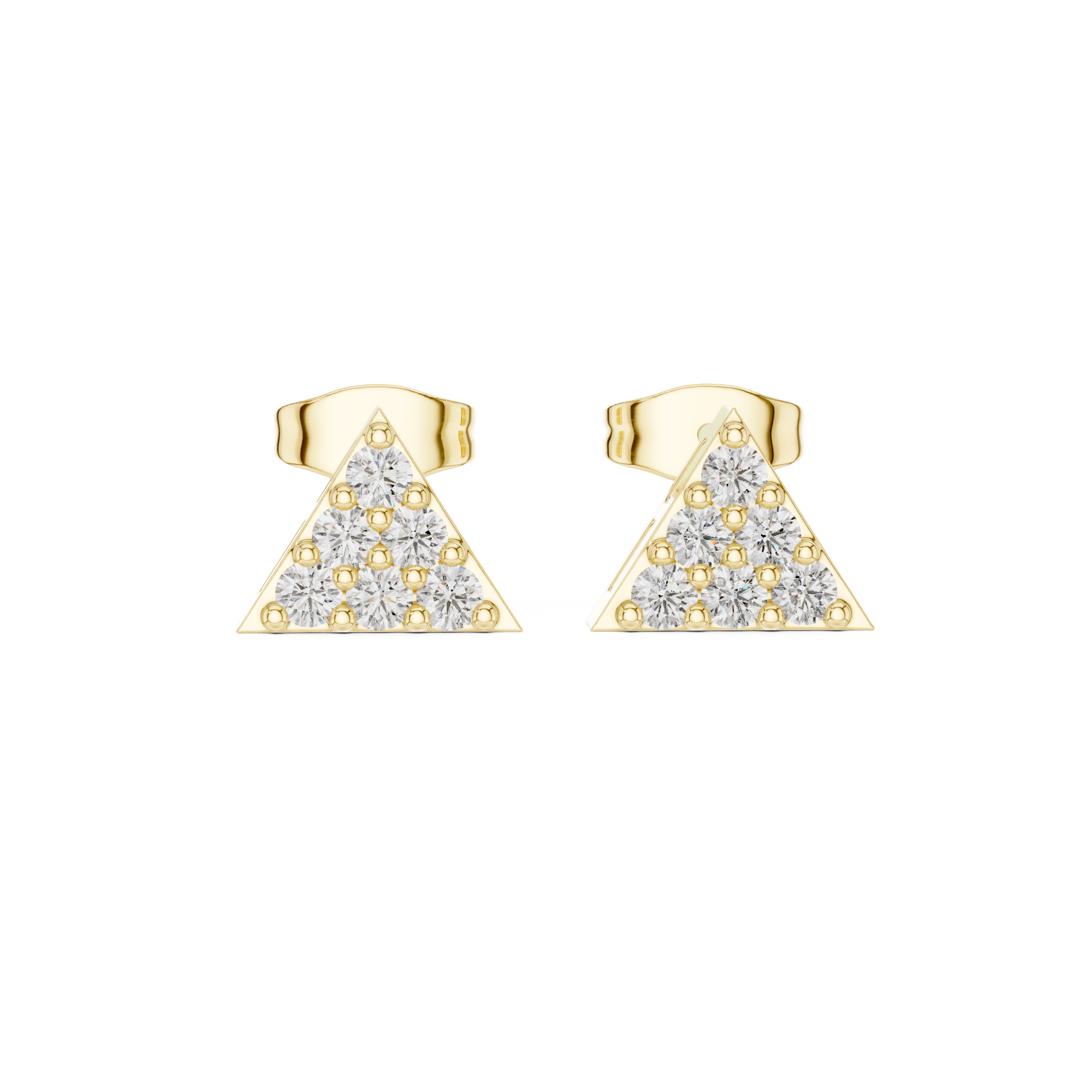 Shield Cut Diamond Stud Earrings in Yellow Gold - VYKA Diamonds