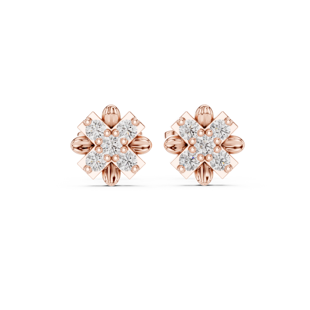 Windmill Blade Diamond Stud Earrings