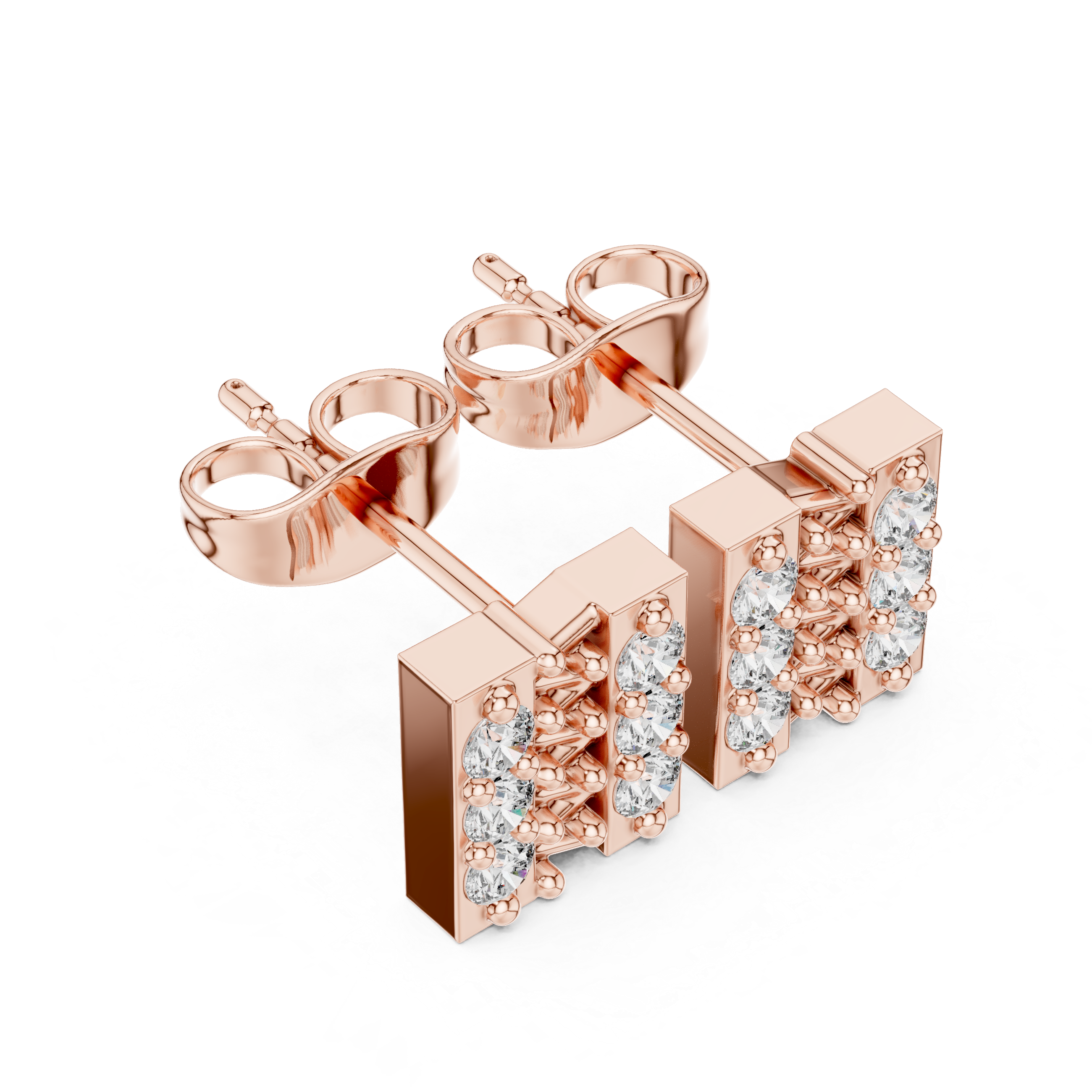 حلقان بيضاوية مرصعة بألماس متحدة المركز in Rose Gold - VYKA Diamonds