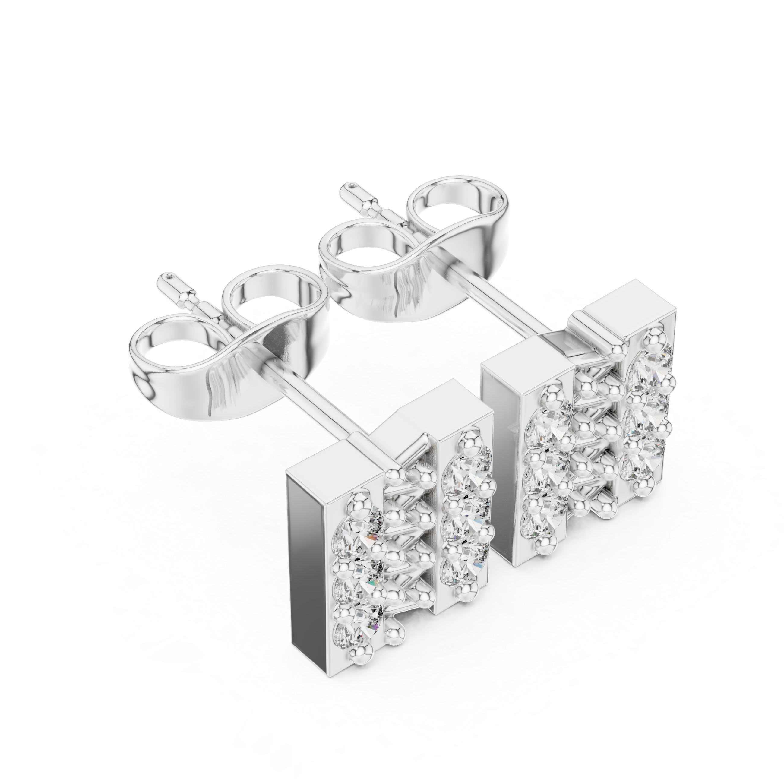 حلقان بيضاوية مرصعة بألماس متحدة المركز in White Gold - VYKA Diamonds