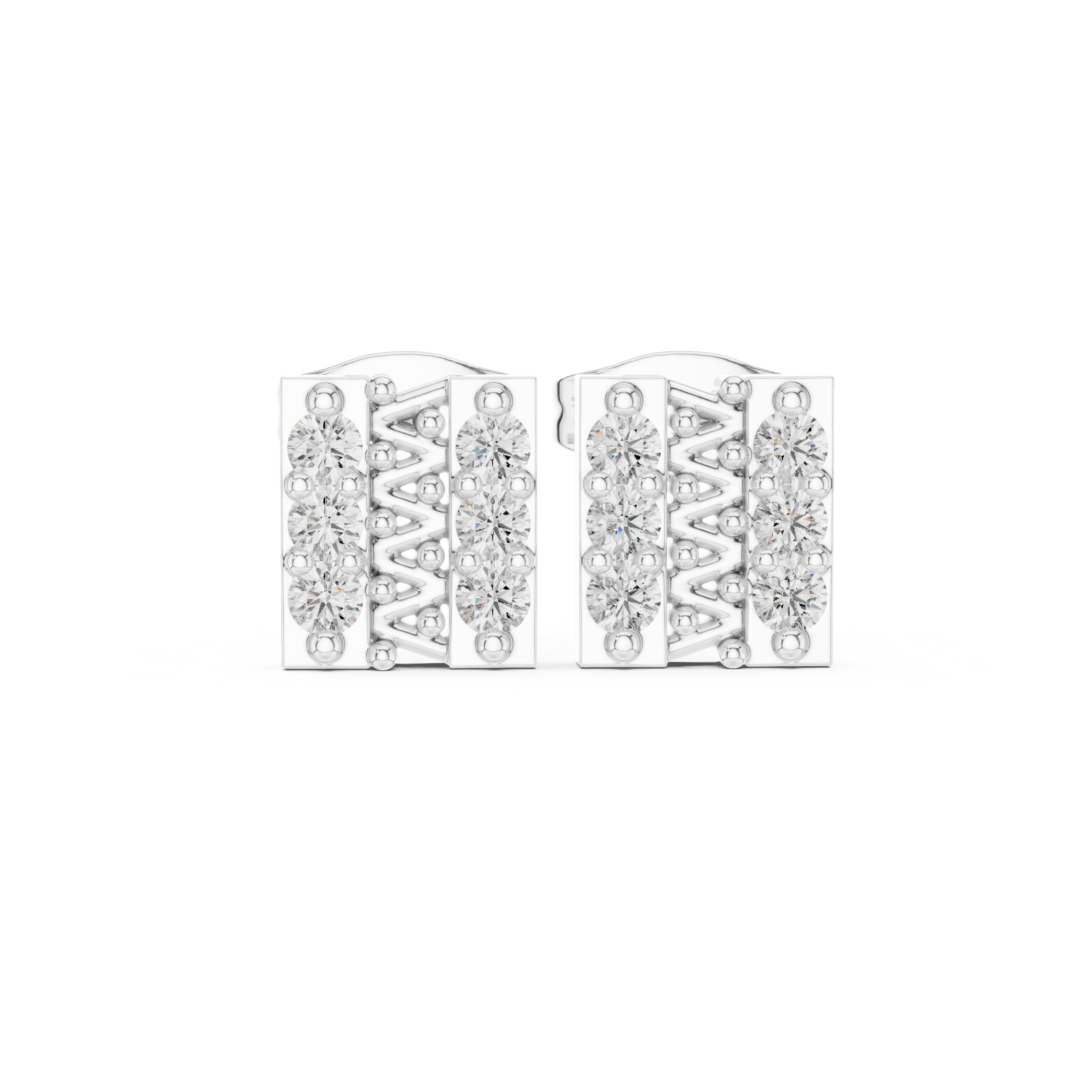 حلقان بيضاوية مرصعة بألماس متحدة المركز in White Gold - VYKA Diamonds