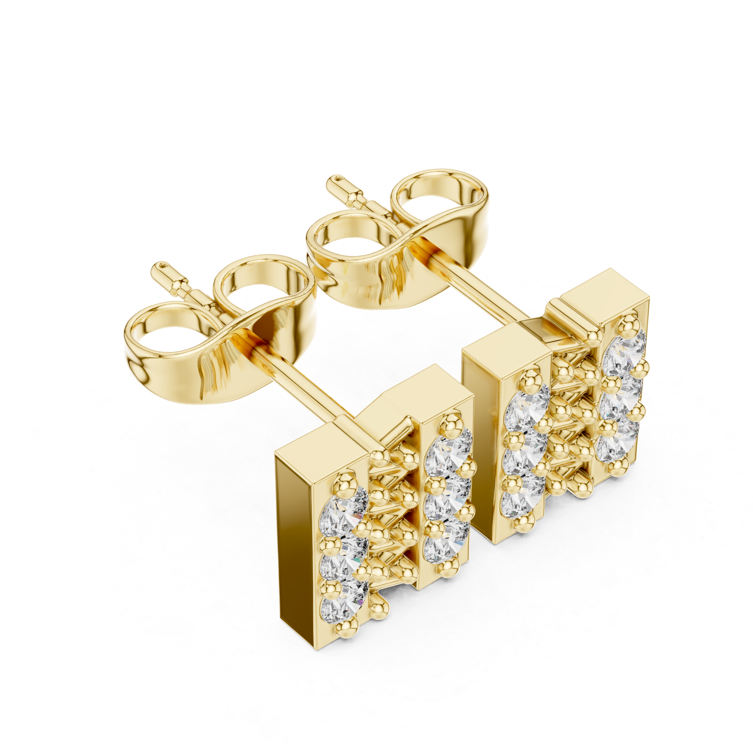 حلقان بيضاوية مرصعة بألماس متحدة المركز in Yellow Gold - VYKA Diamonds