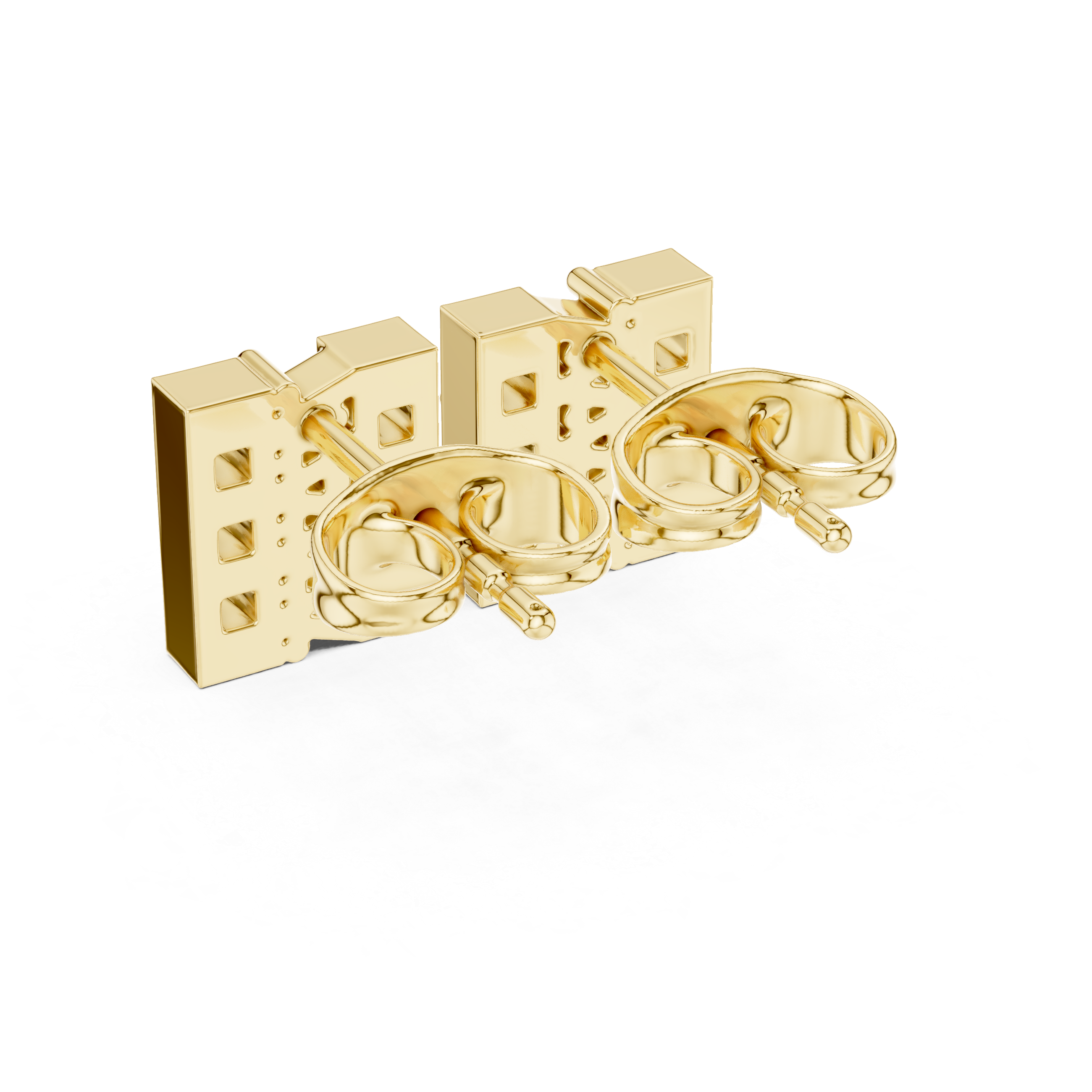 حلقان بيضاوية مرصعة بألماس متحدة المركز in Yellow Gold - VYKA Diamonds