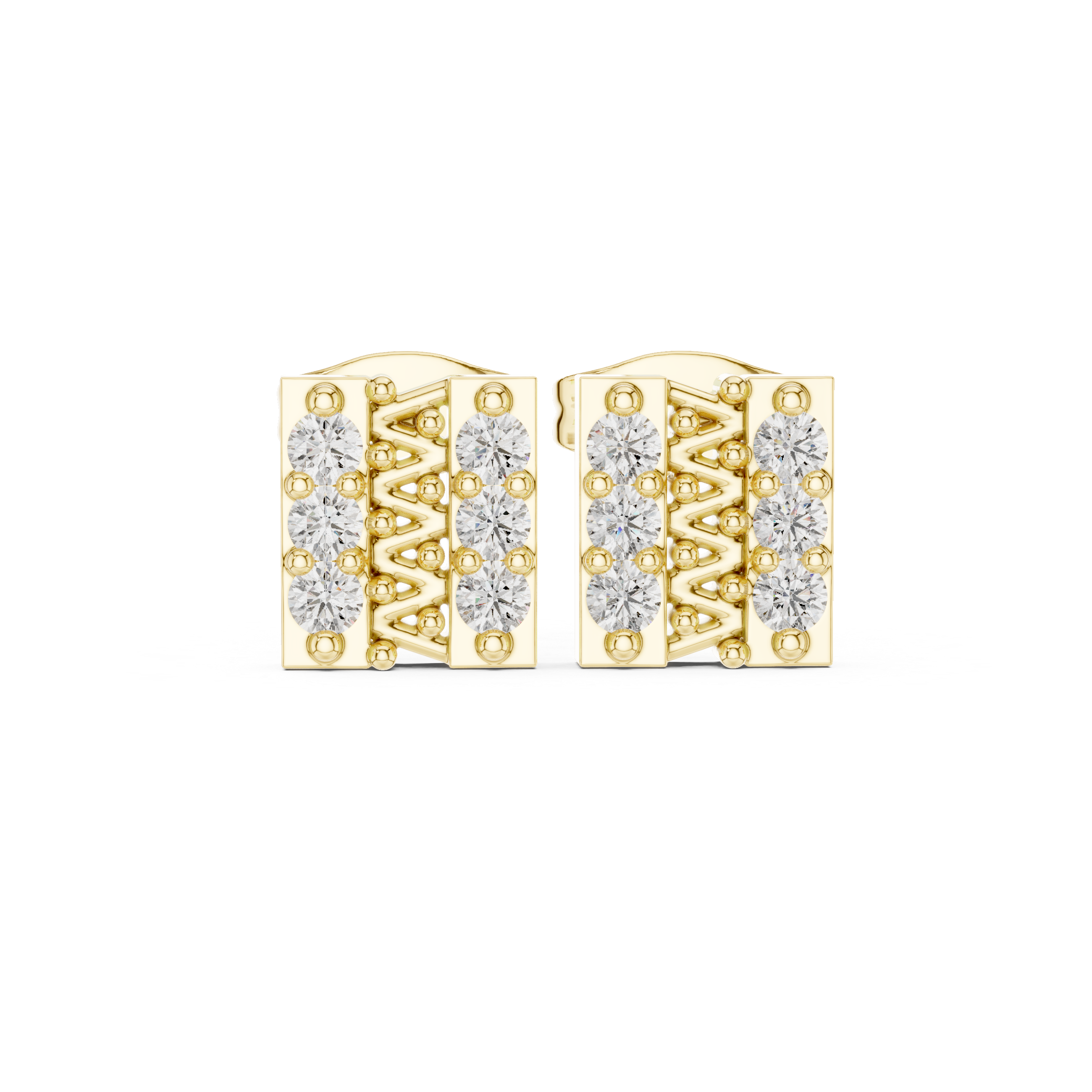 حلقان بيضاوية مرصعة بألماس متحدة المركز in Yellow Gold - VYKA Diamonds