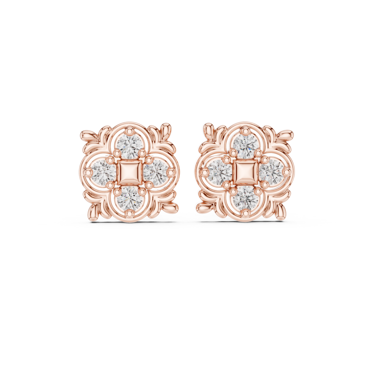 Baguette Starburst Diamond Stud Earrings