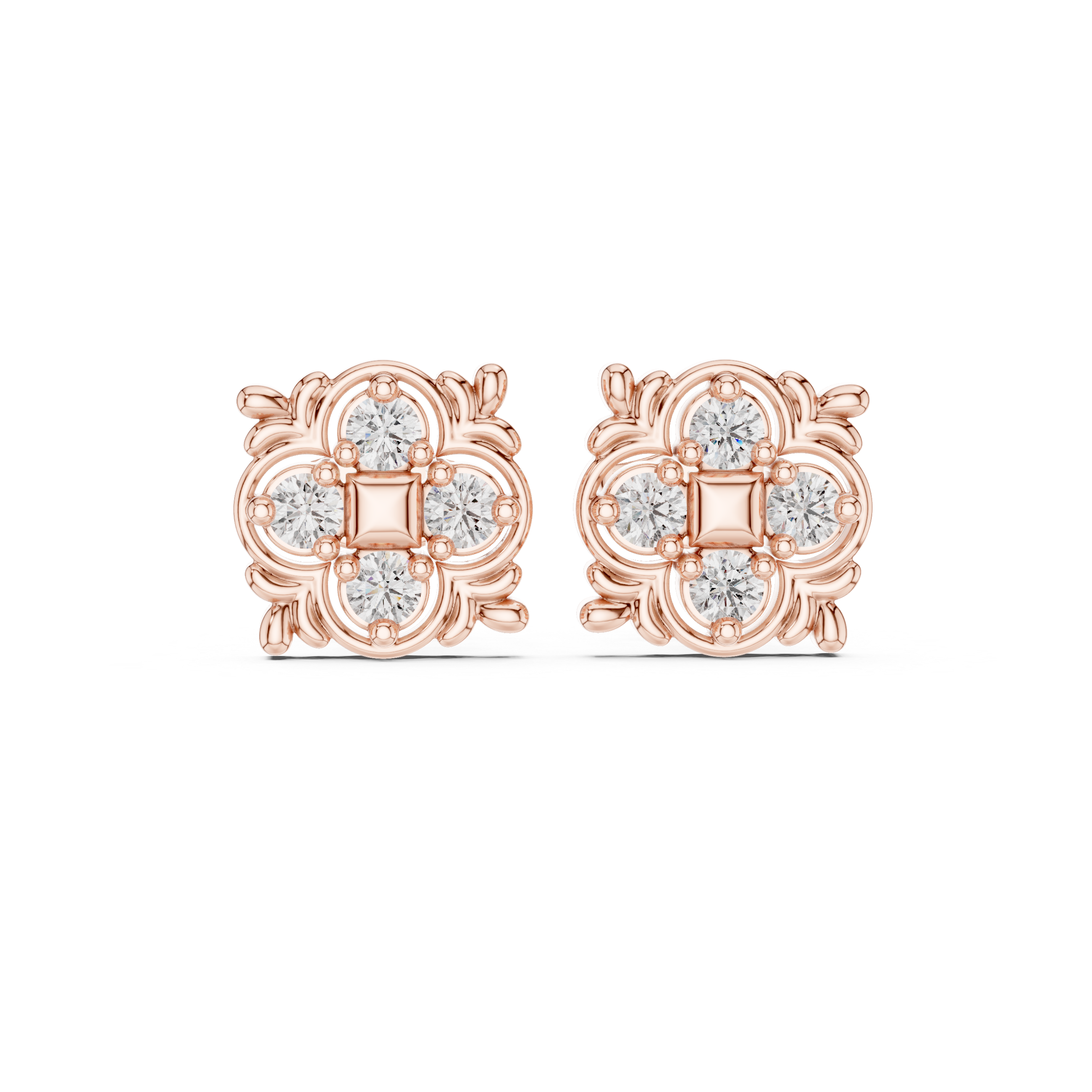 حلقان مرصّعة بألماس باجيت ستاربرست in Rose Gold - VYKA Diamonds
