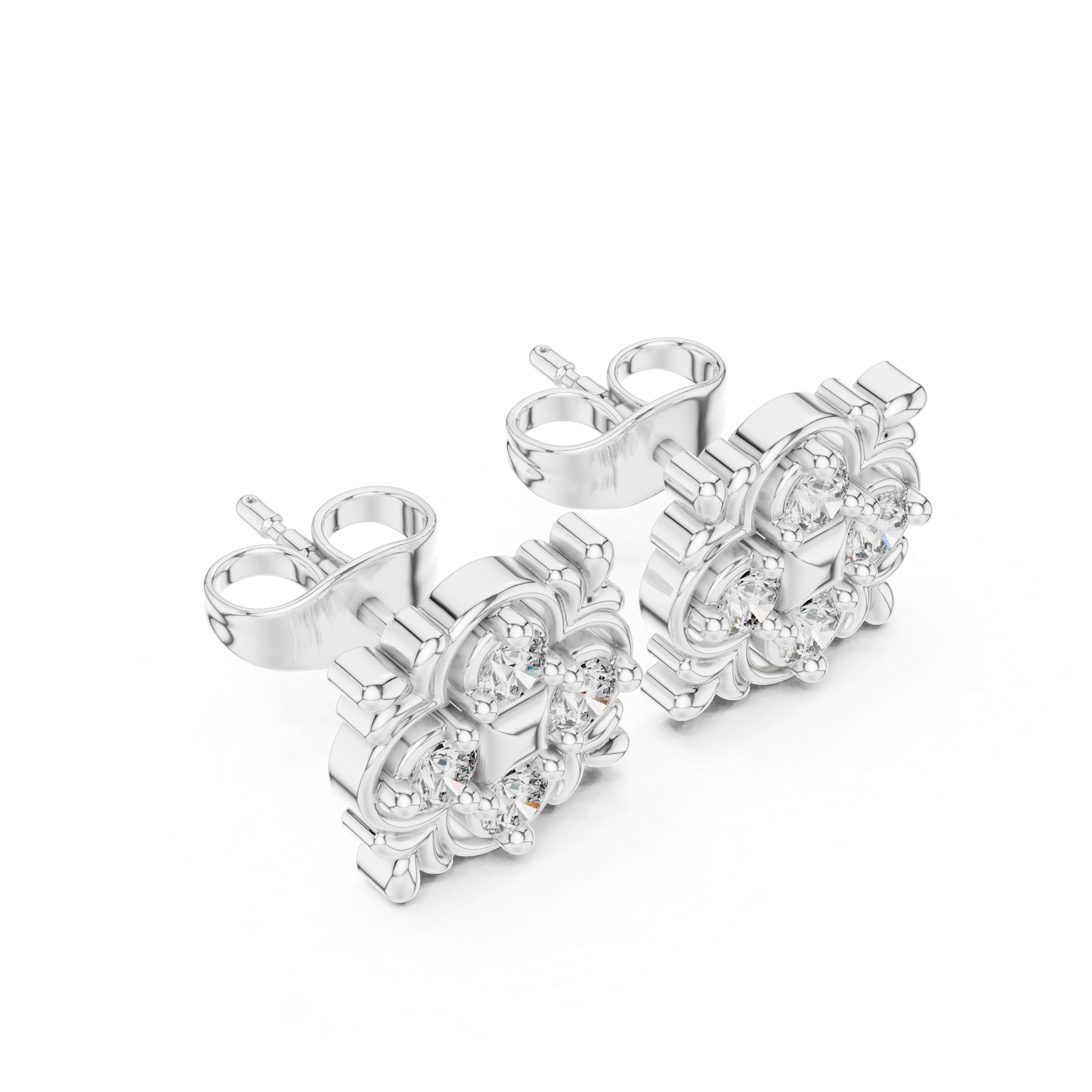 حلقان مرصّعة بألماس باجيت ستاربرست in White Gold - VYKA Diamonds