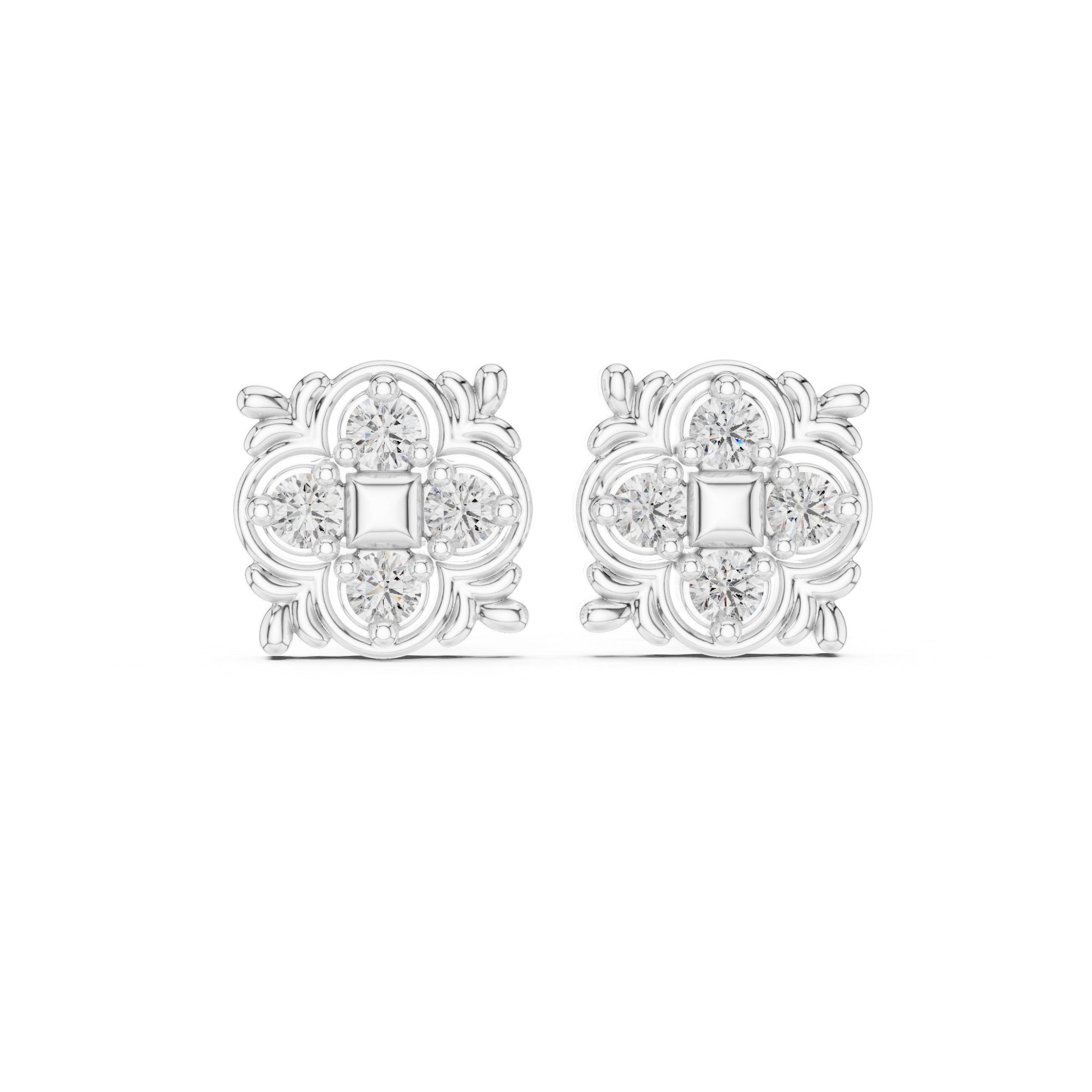 حلقان مرصّعة بألماس باجيت ستاربرست in White Gold - VYKA Diamonds