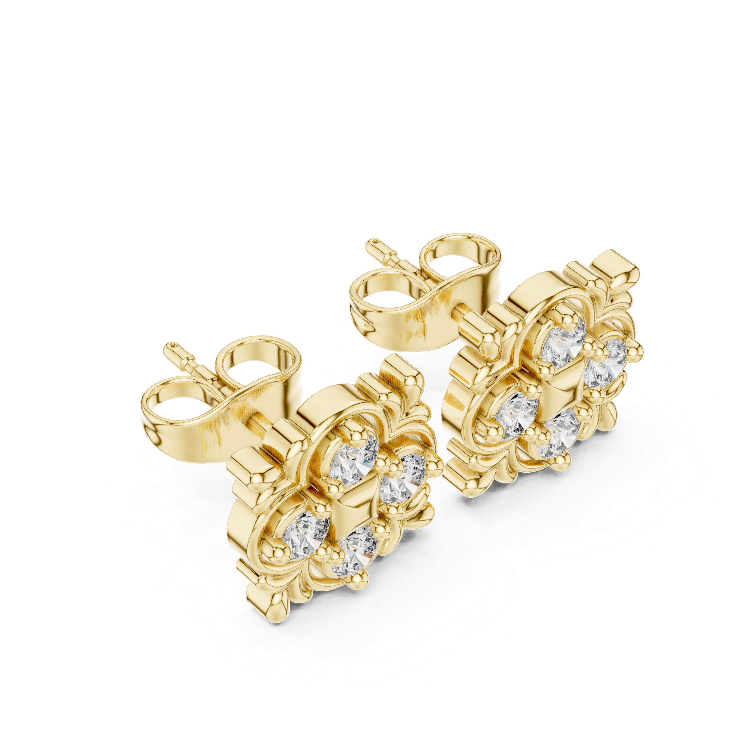 حلقان مرصّعة بألماس باجيت ستاربرست in Yellow Gold - VYKA Diamonds
