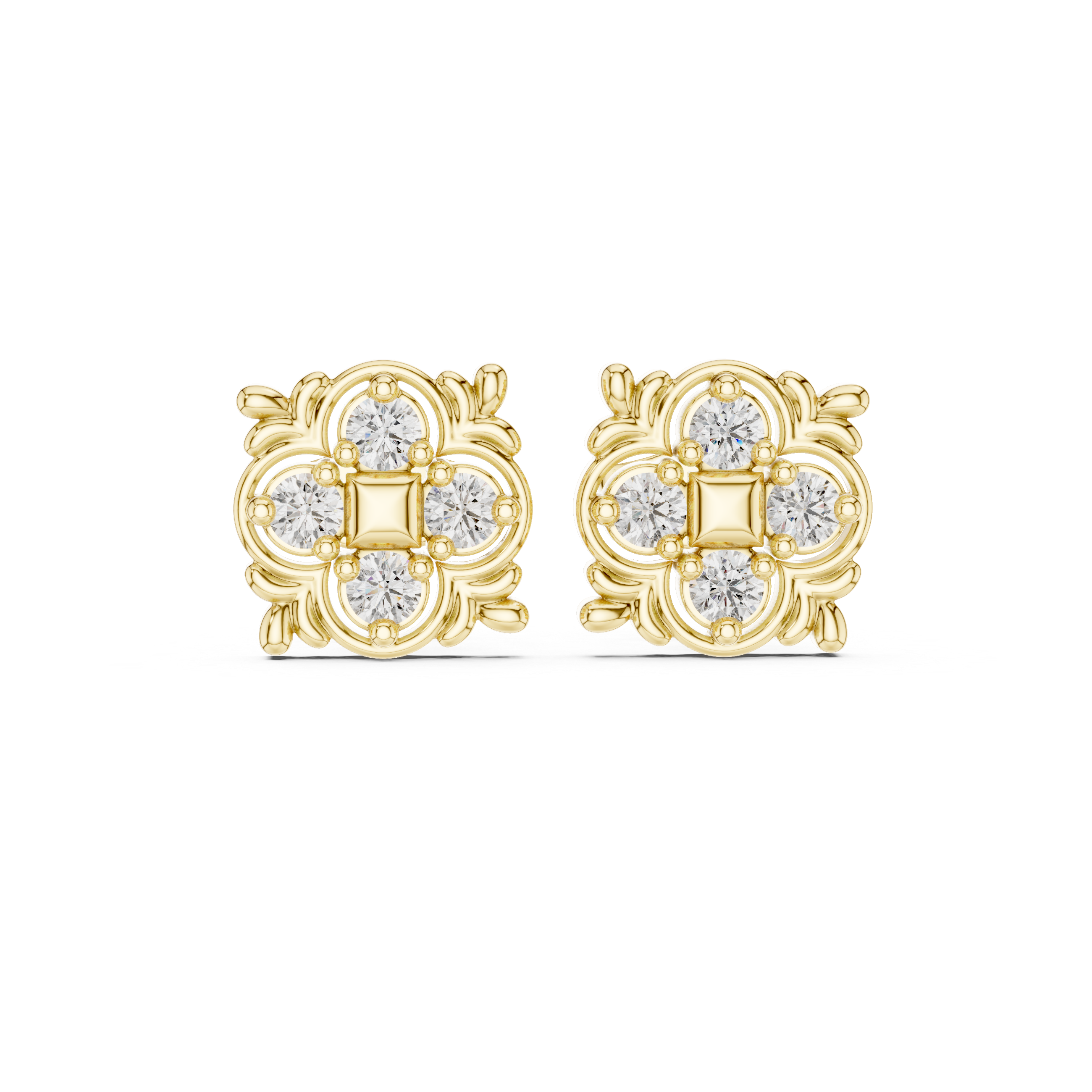 حلقان مرصّعة بألماس باجيت ستاربرست in Yellow Gold - VYKA Diamonds