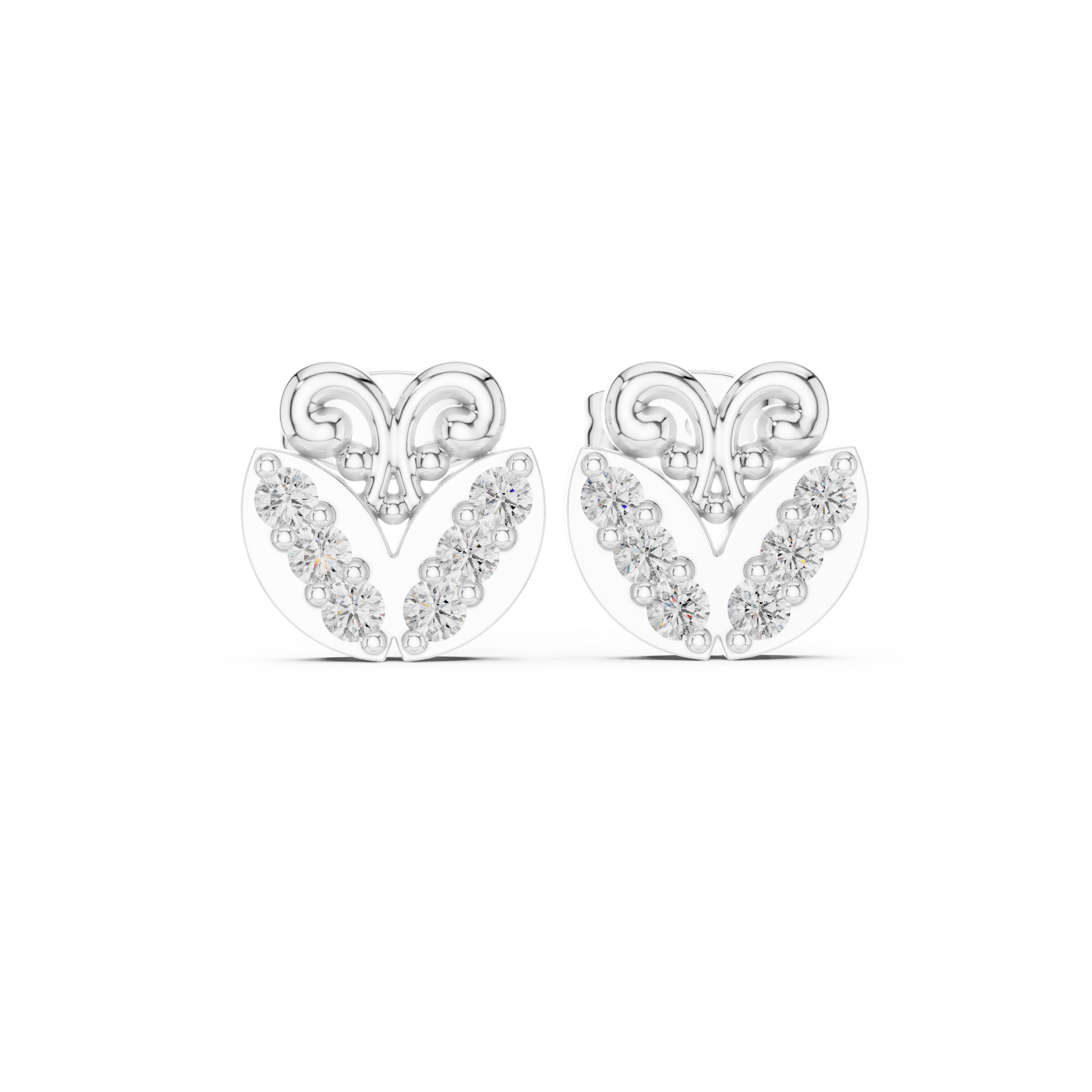 Twisted Halo Pear Diamond Stud Earrings in White Gold - VYKA Diamonds