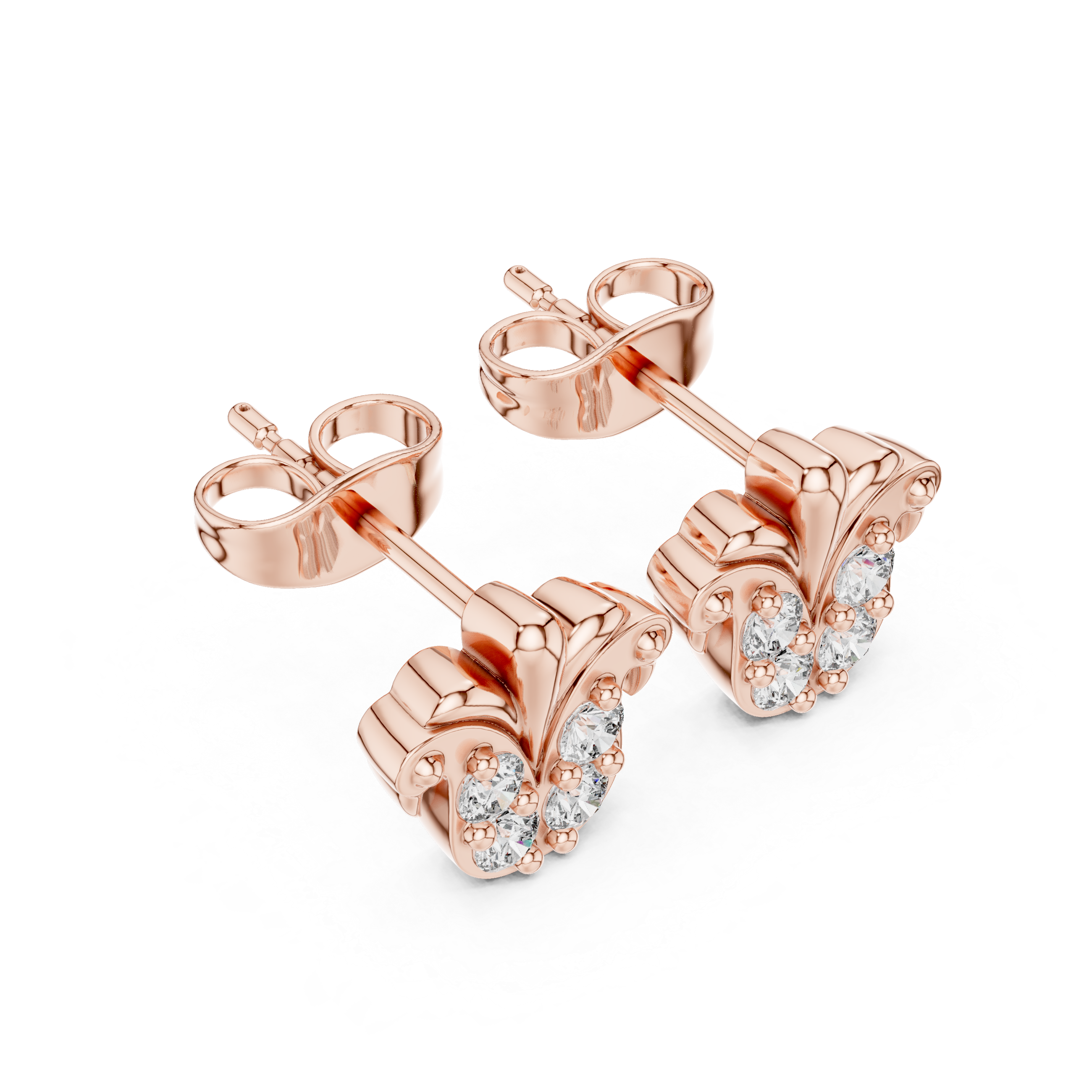 Celestial Star Diamond Stud Earrings in Rose Gold - VYKA Diamonds