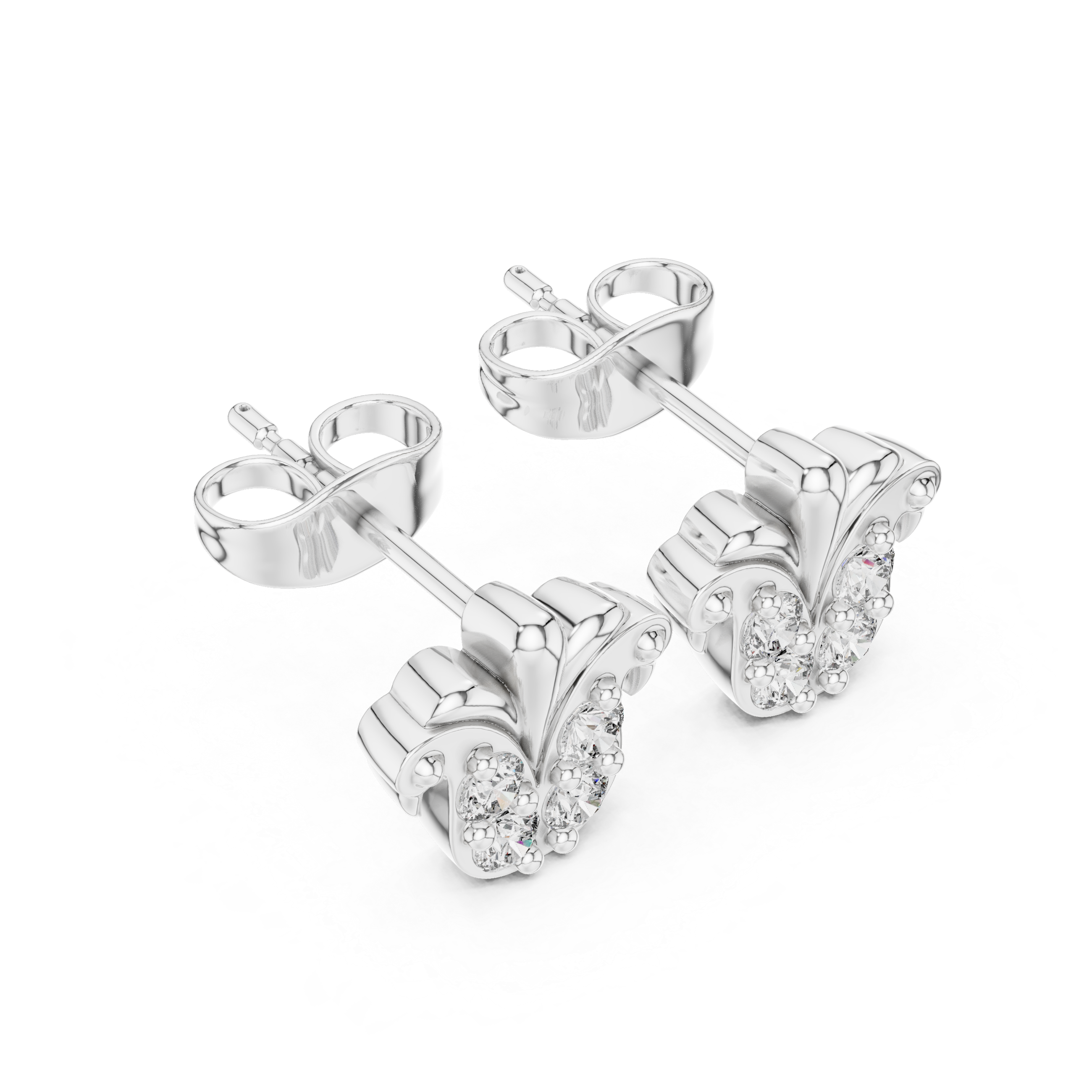 Celestial Star Diamond Stud Earrings in White Gold - VYKA Diamonds