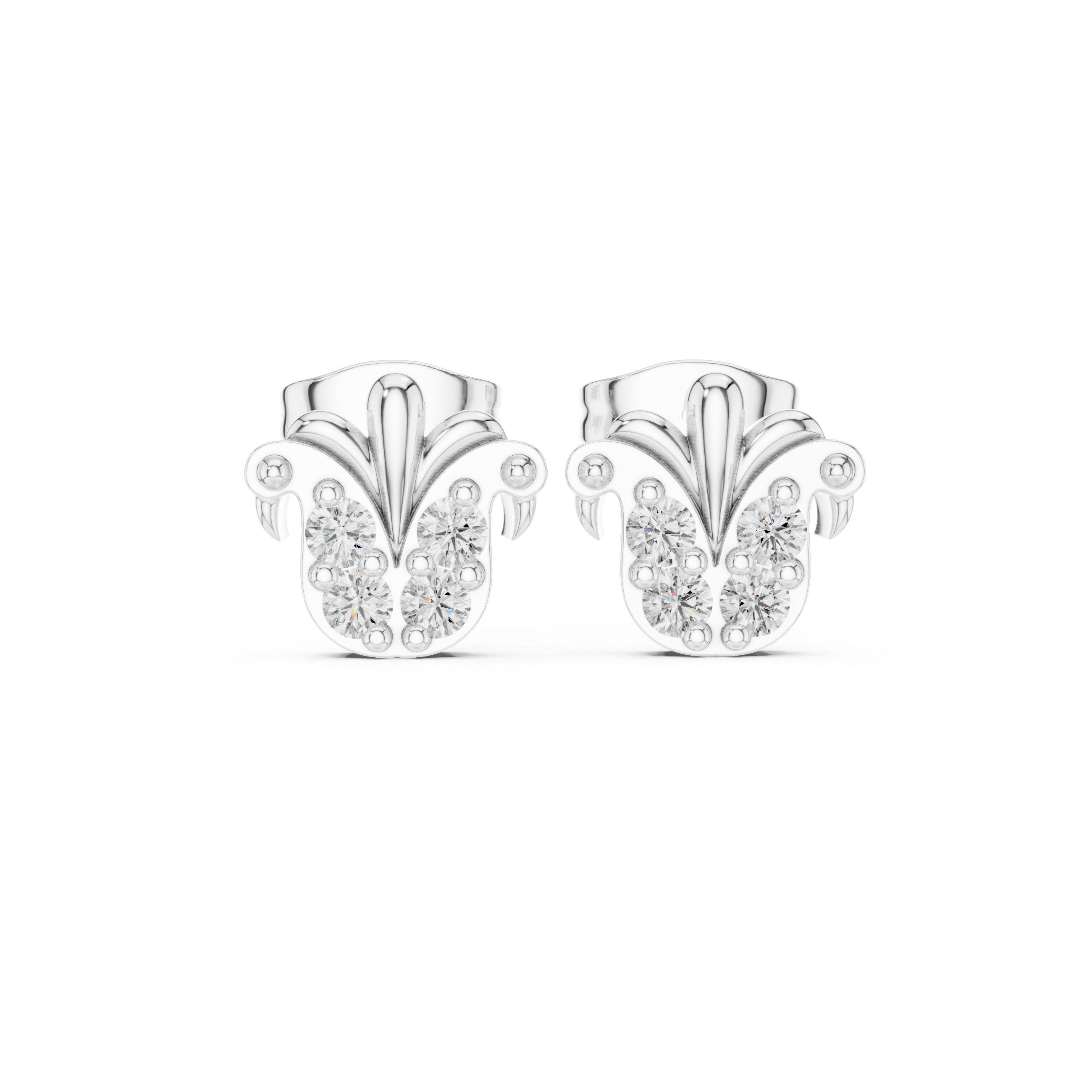 Celestial Star Diamond Stud Earrings in White Gold - VYKA Diamonds
