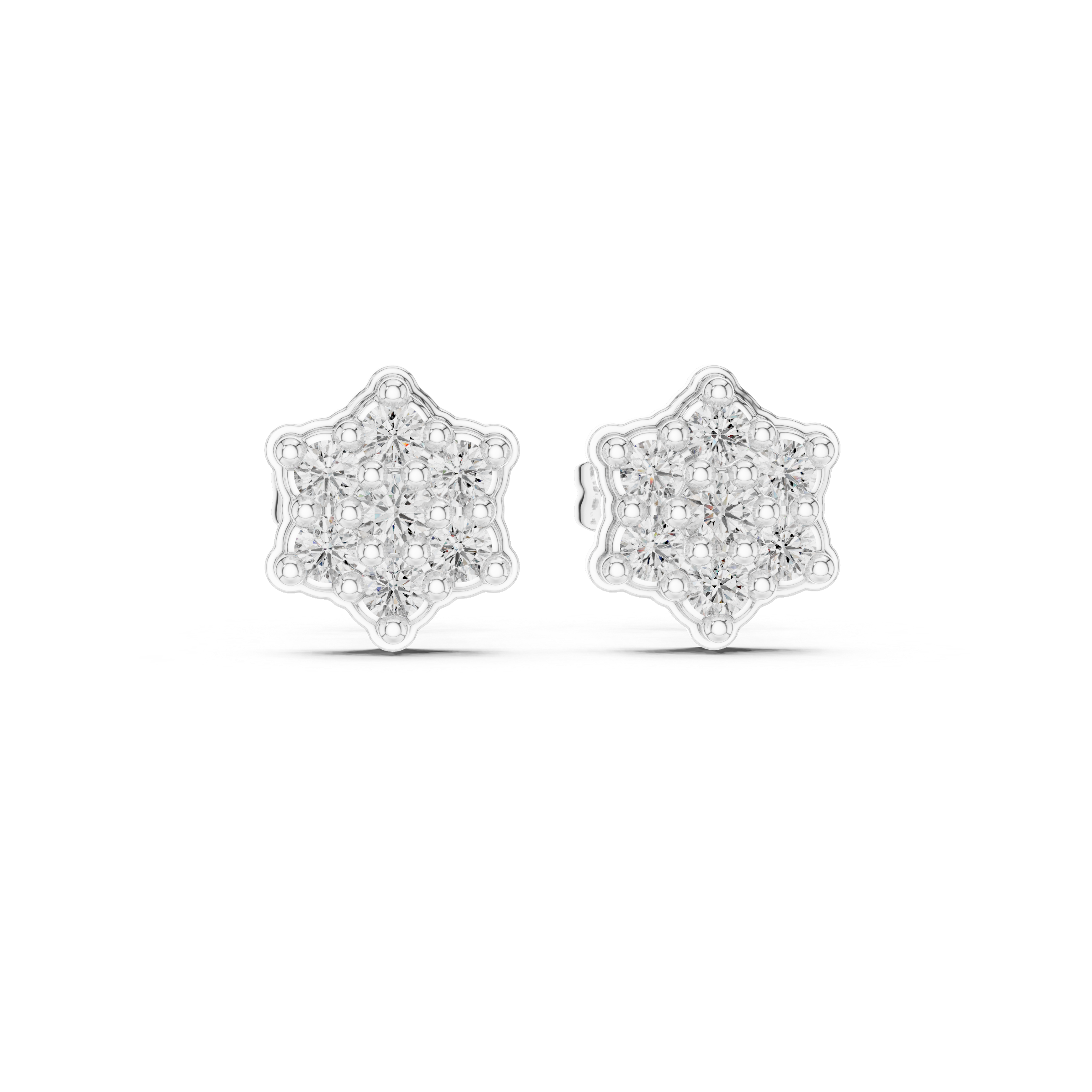Deco Arch Diamond Stud Earrings in White Gold - VYKA Diamonds