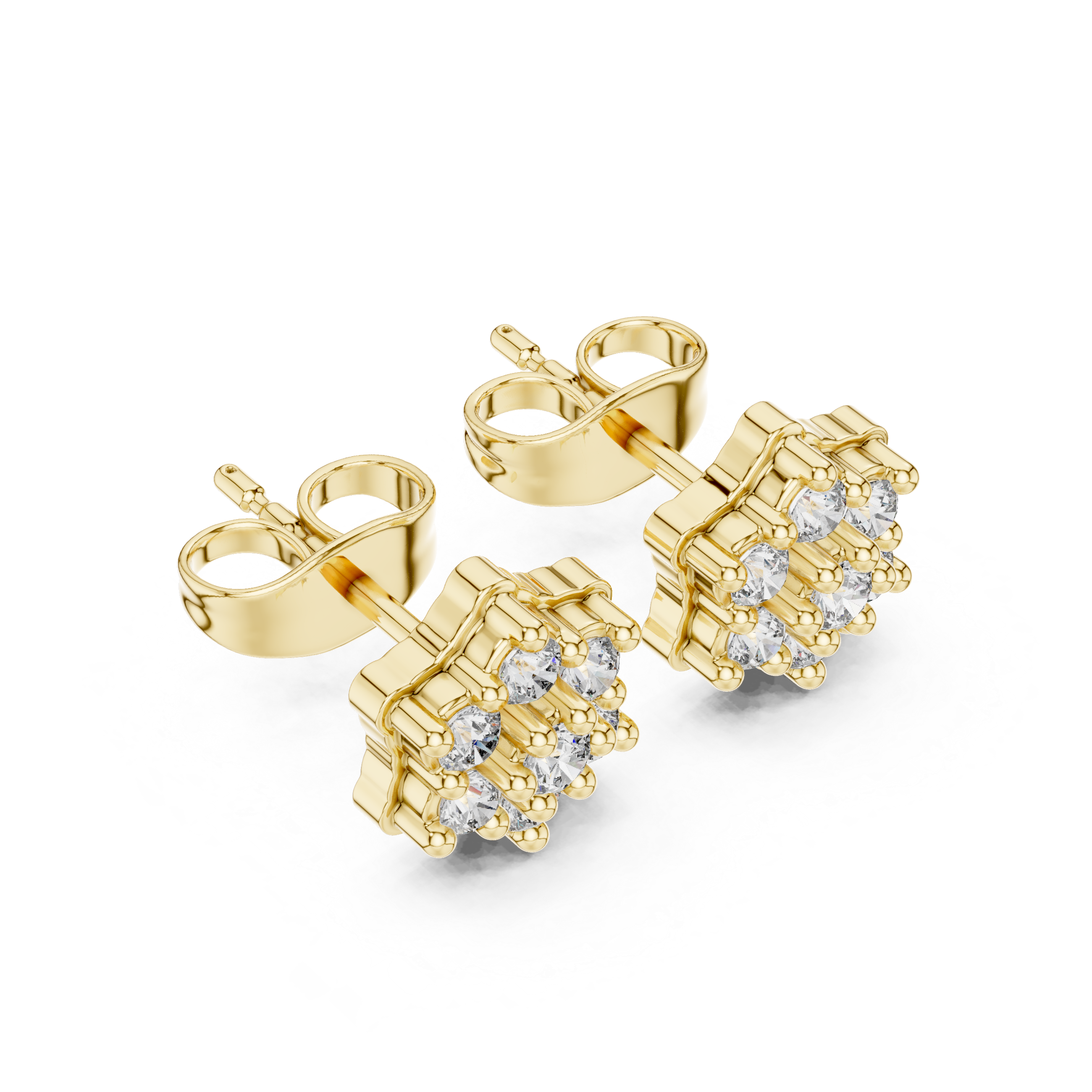Deco Arch Diamond Stud Earrings in Yellow Gold - VYKA Diamonds