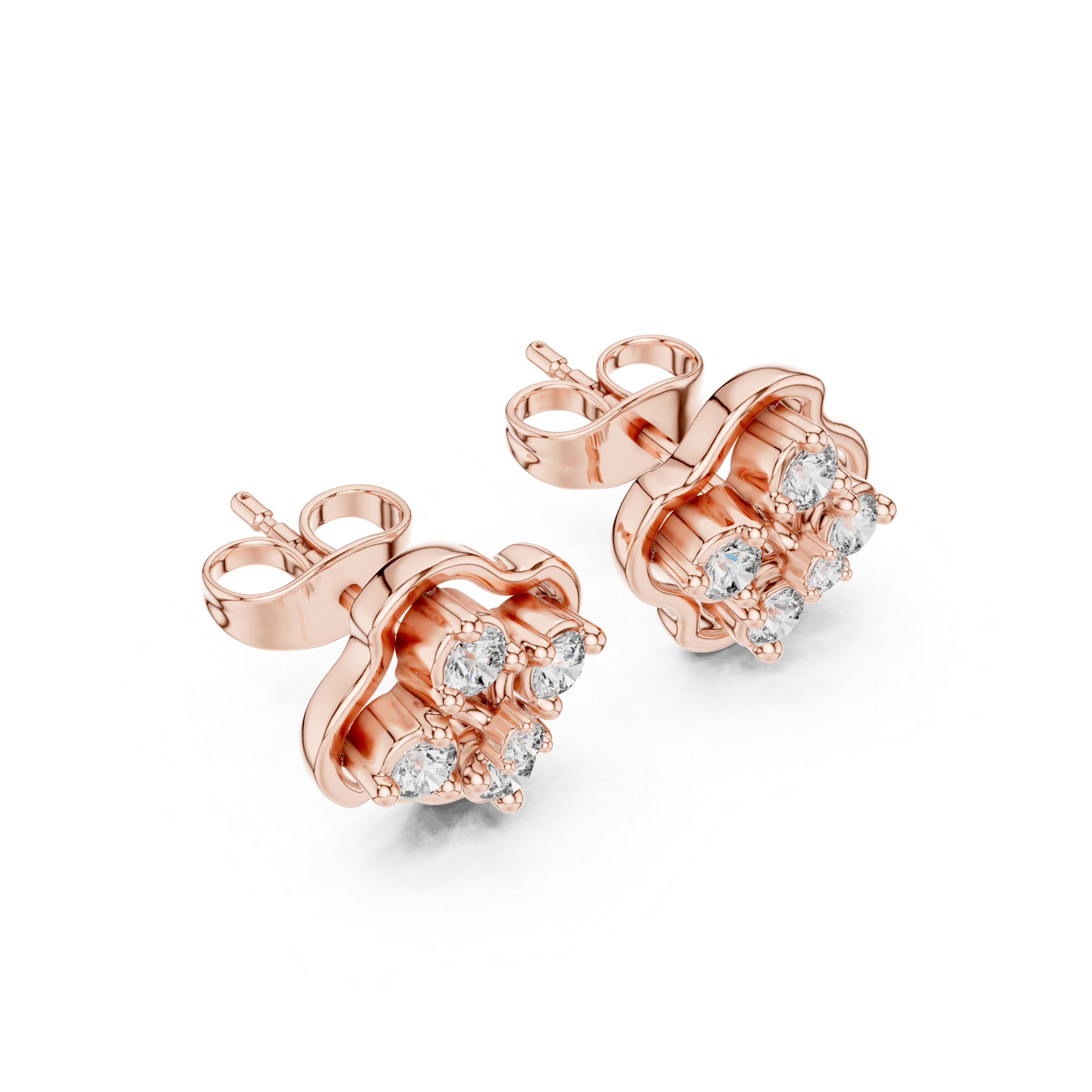 Marquise Wreath Diamond Stud Earrings in Rose Gold - VYKA Diamonds