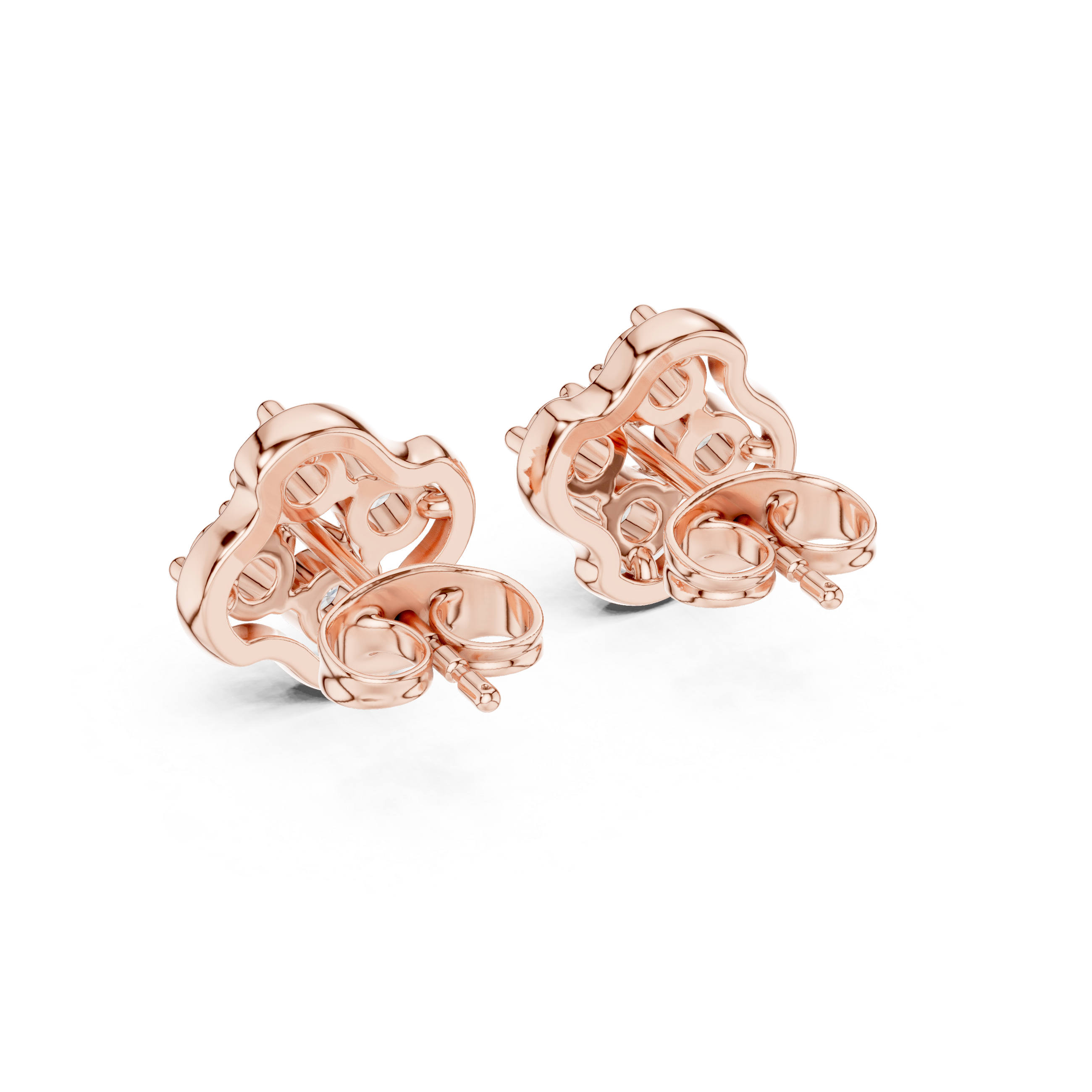 Marquise Wreath Diamond Stud Earrings in Rose Gold - VYKA Diamonds