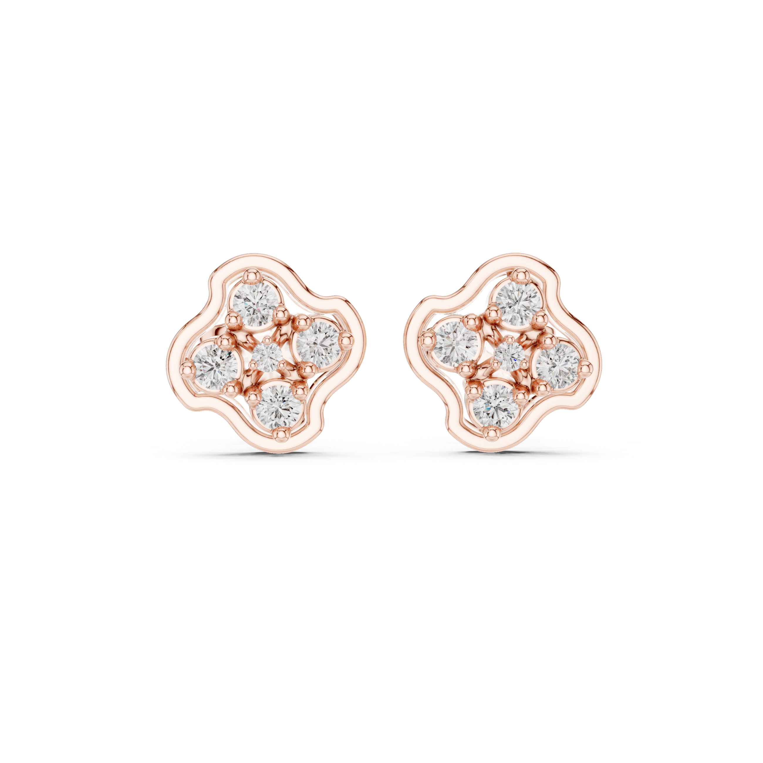 Marquise Wreath Diamond Stud Earrings in Rose Gold - VYKA Diamonds