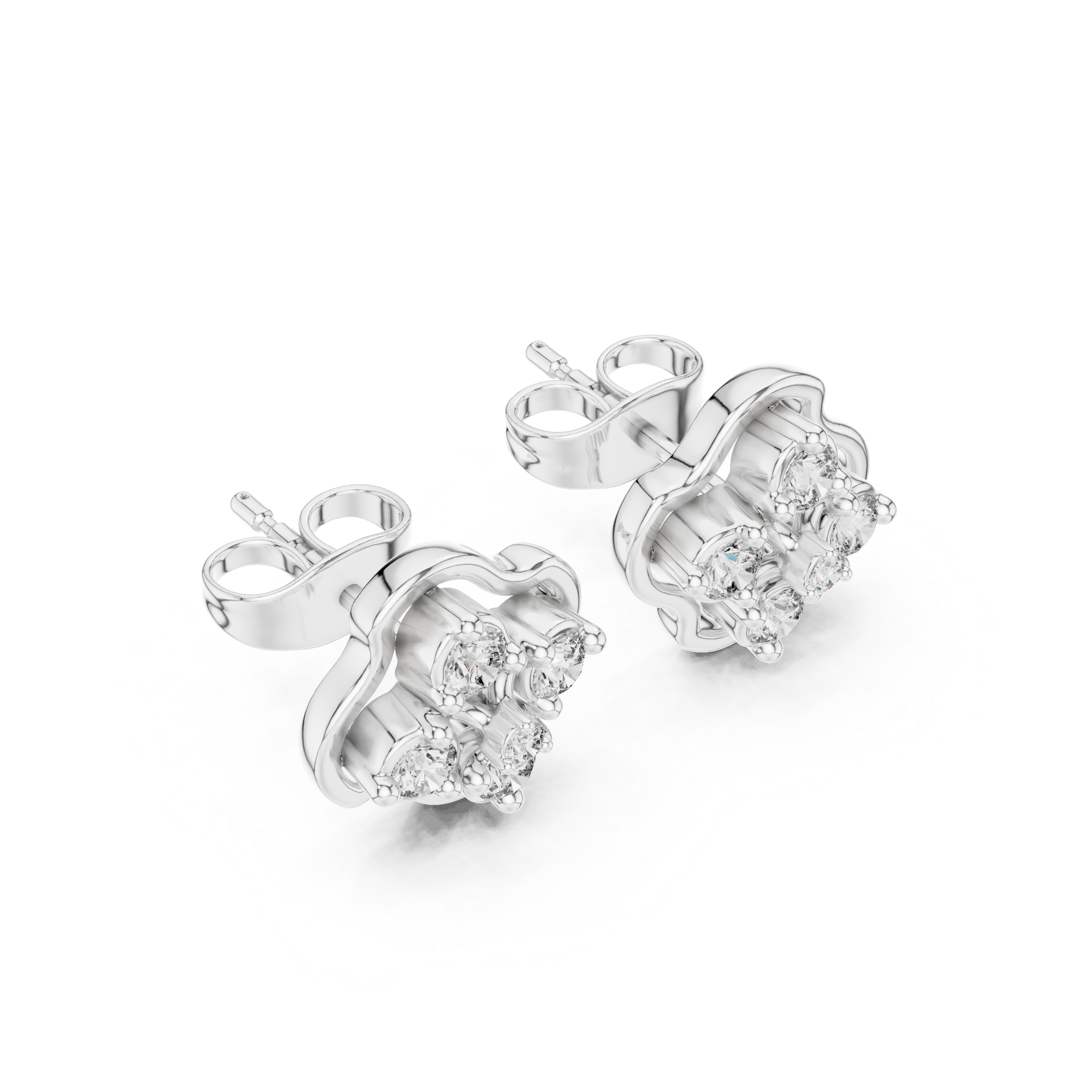 Marquise Wreath Diamond Stud Earrings in White Gold - VYKA Diamonds