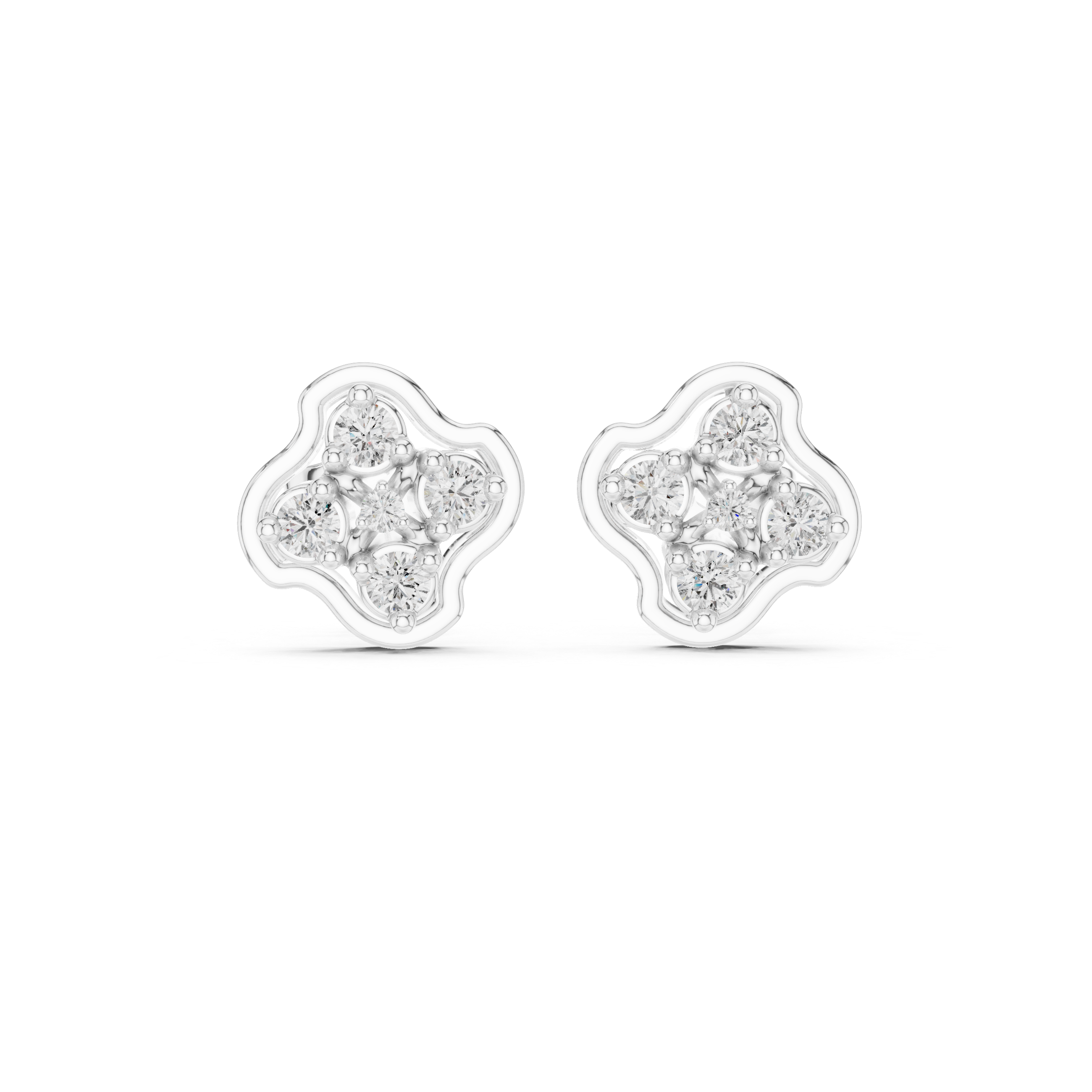 Marquise Wreath Diamond Stud Earrings in White Gold - VYKA Diamonds