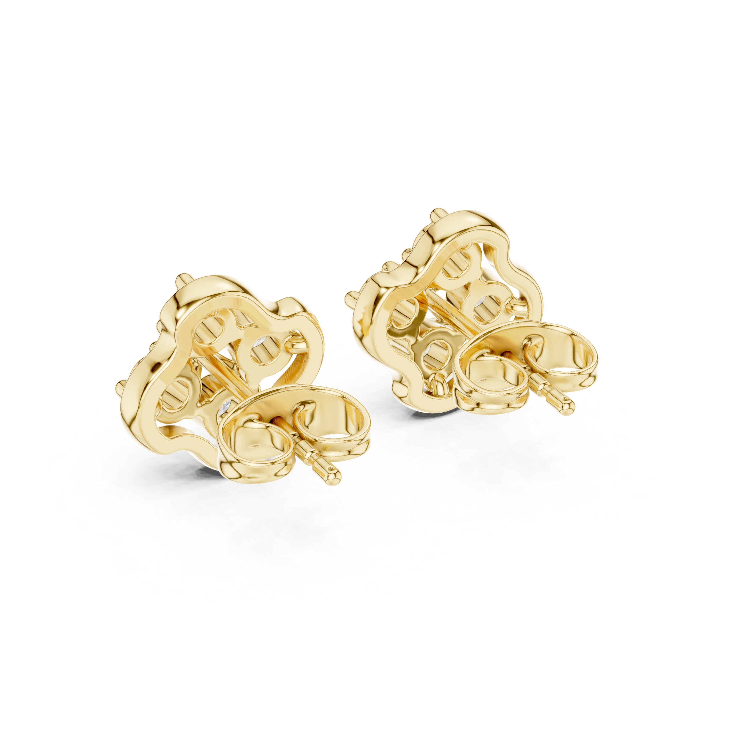 Marquise Wreath Diamond Stud Earrings in Yellow Gold - VYKA Diamonds