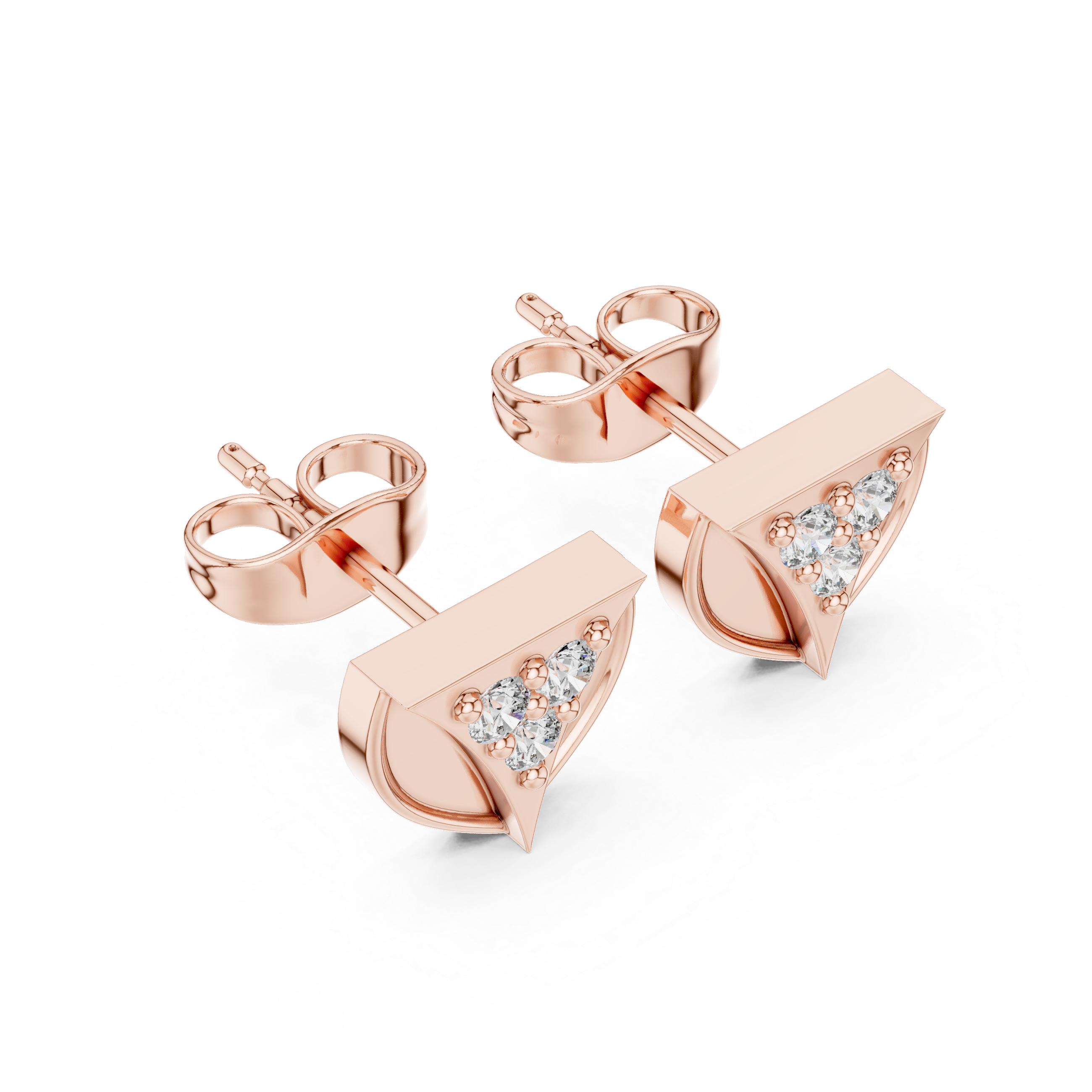 Oval Cluster Pave Diamond Stud Earrings in Rose Gold - VYKA Diamonds