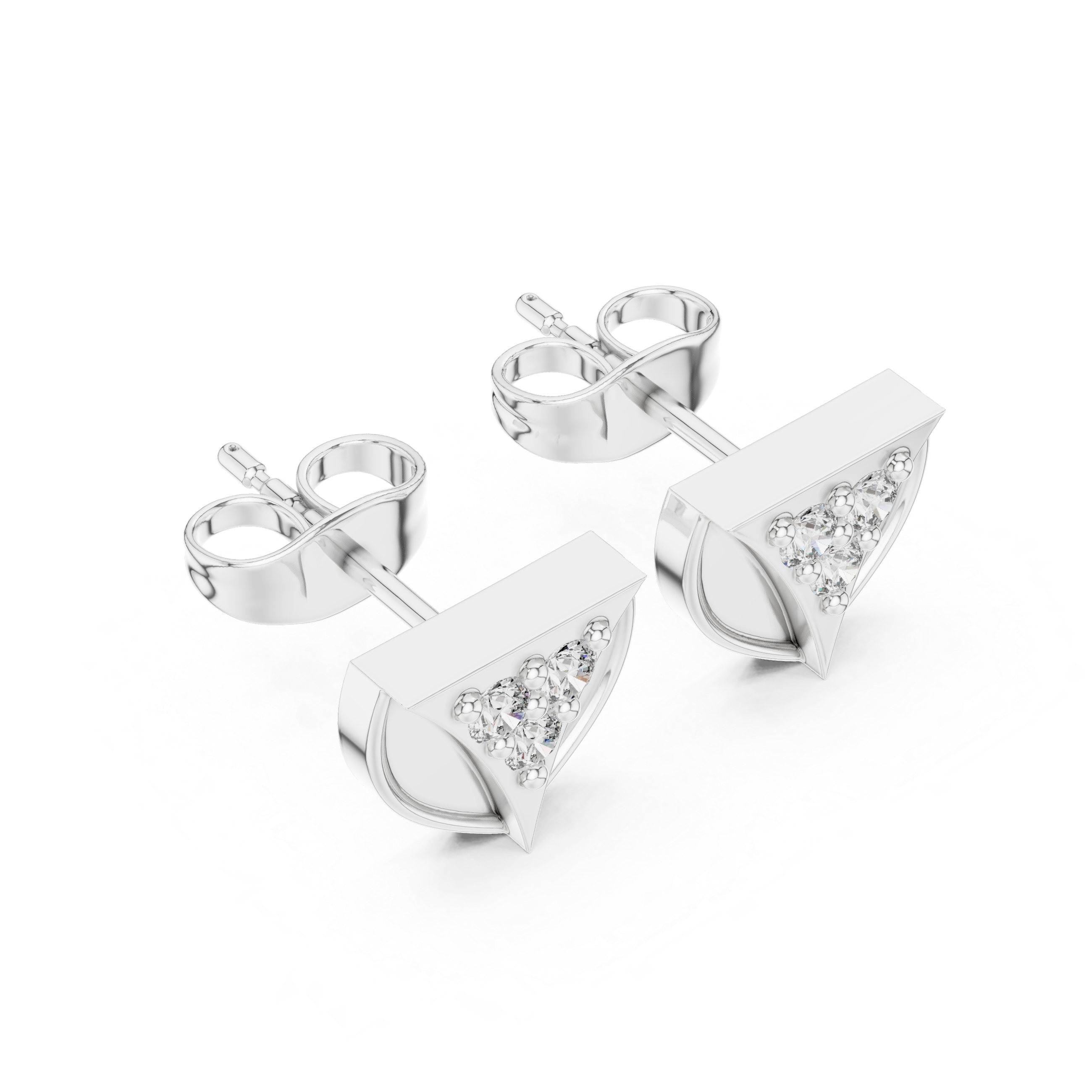 Oval Cluster Pave Diamond Stud Earrings in White Gold - VYKA Diamonds