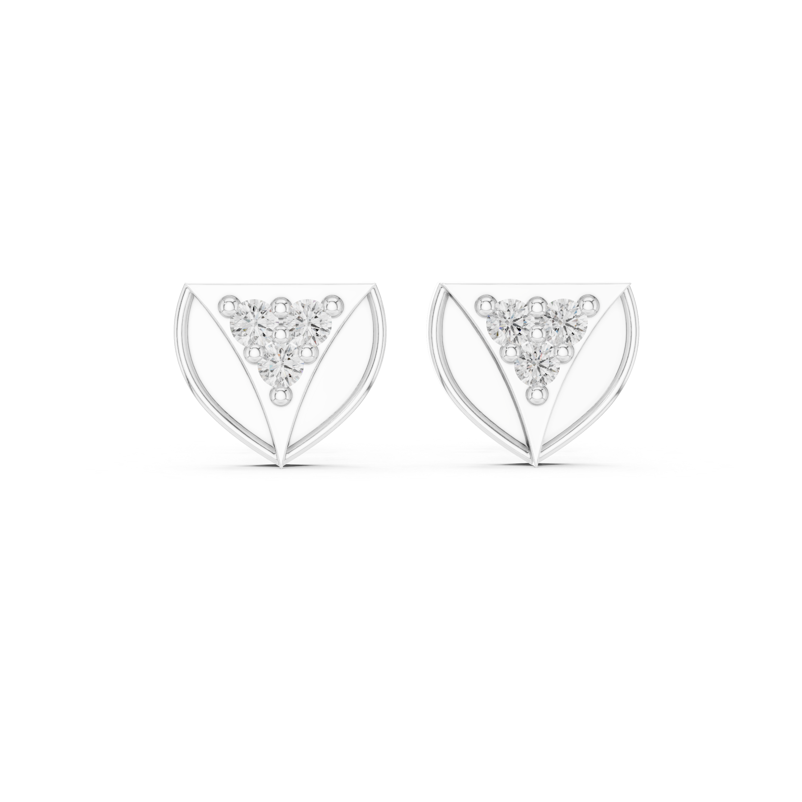 Oval Cluster Pave Diamond Stud Earrings in White Gold - VYKA Diamonds