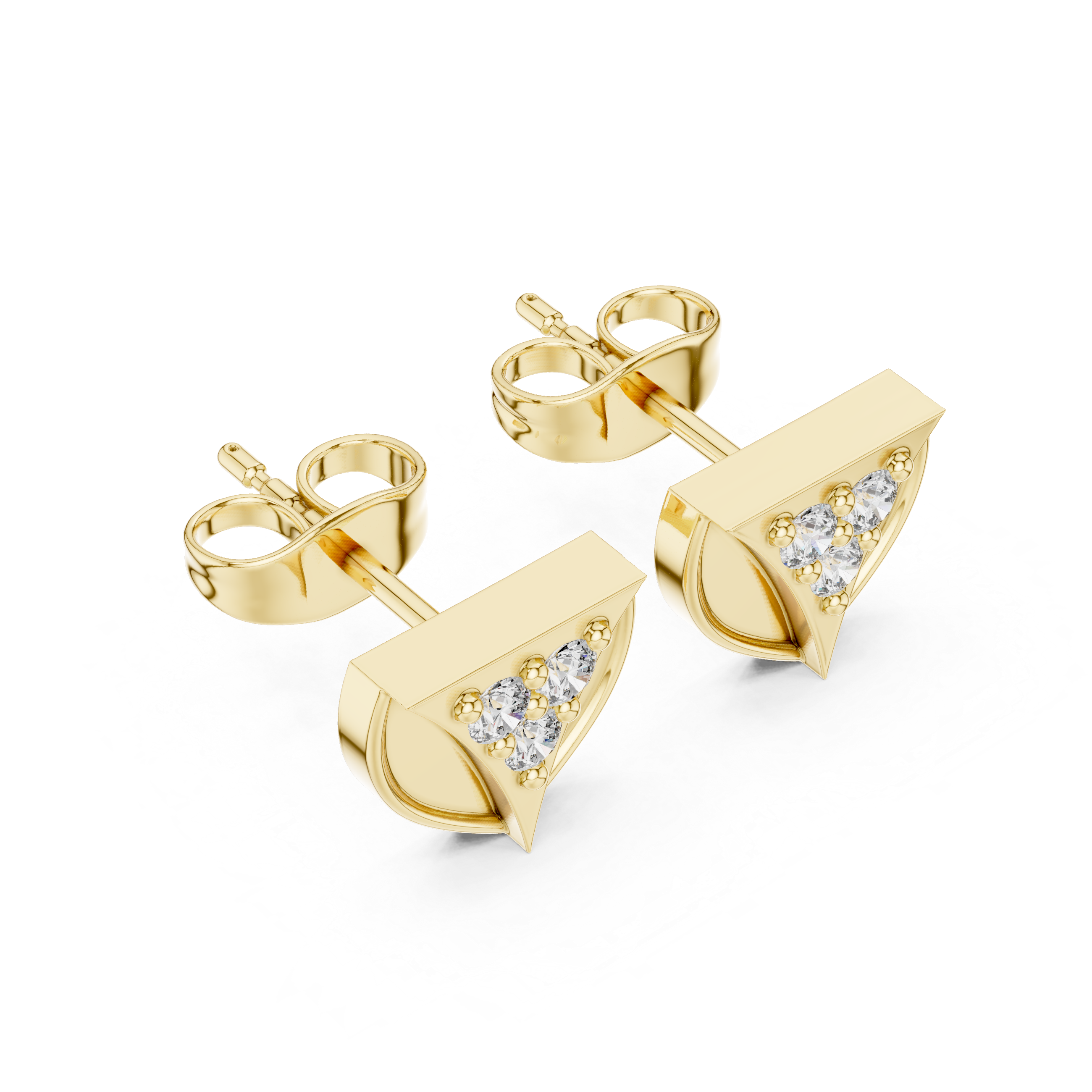 Oval Cluster Pave Diamond Stud Earrings in Yellow Gold - VYKA Diamonds