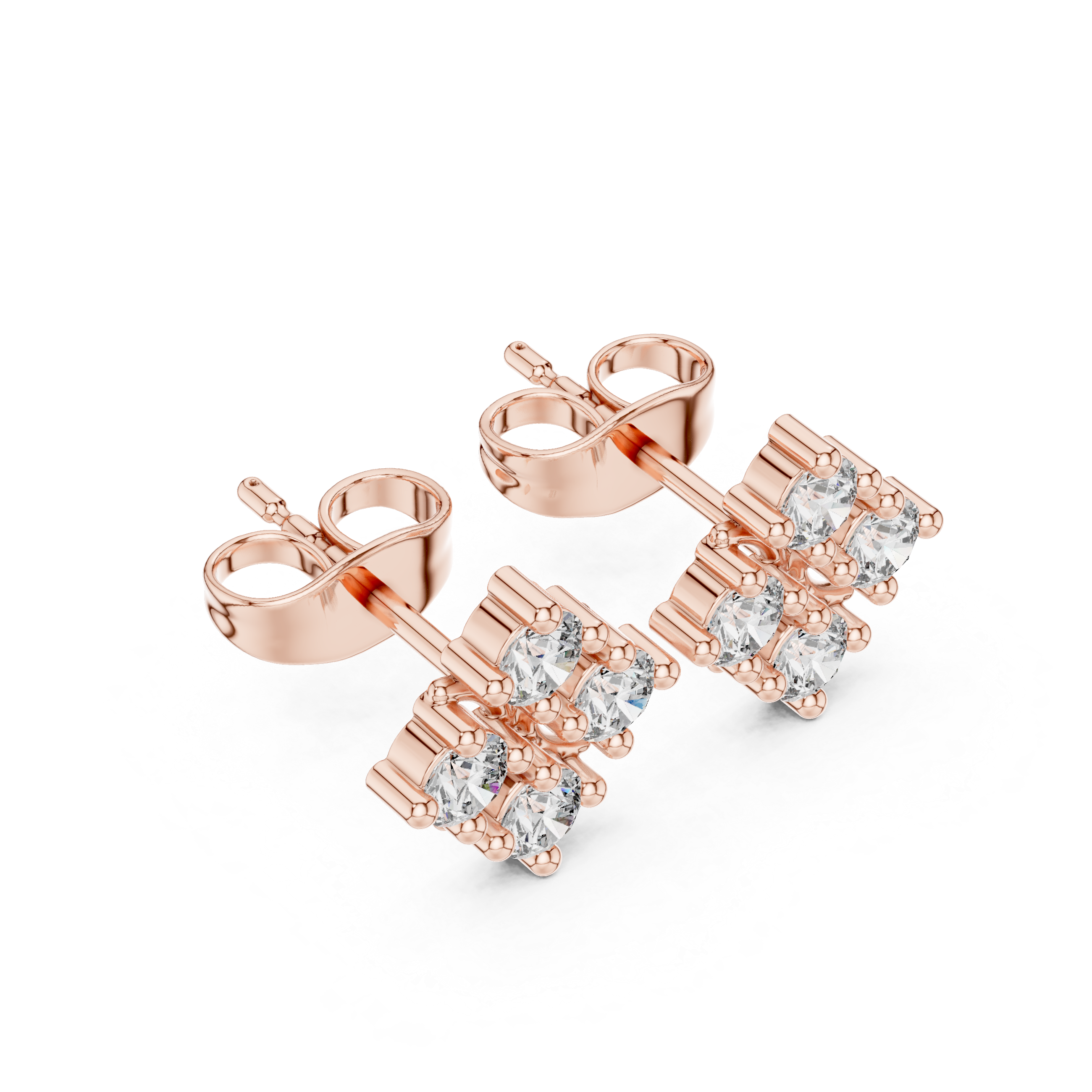 Snowflake Cluster Diamond Stud Earrings in Rose Gold - VYKA Diamonds