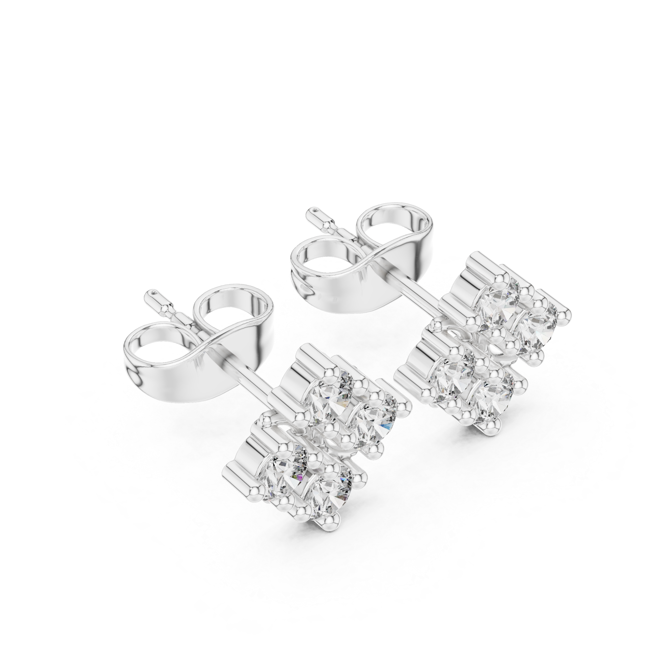 Snowflake Cluster Diamond Stud Earrings in White Gold - VYKA Diamonds