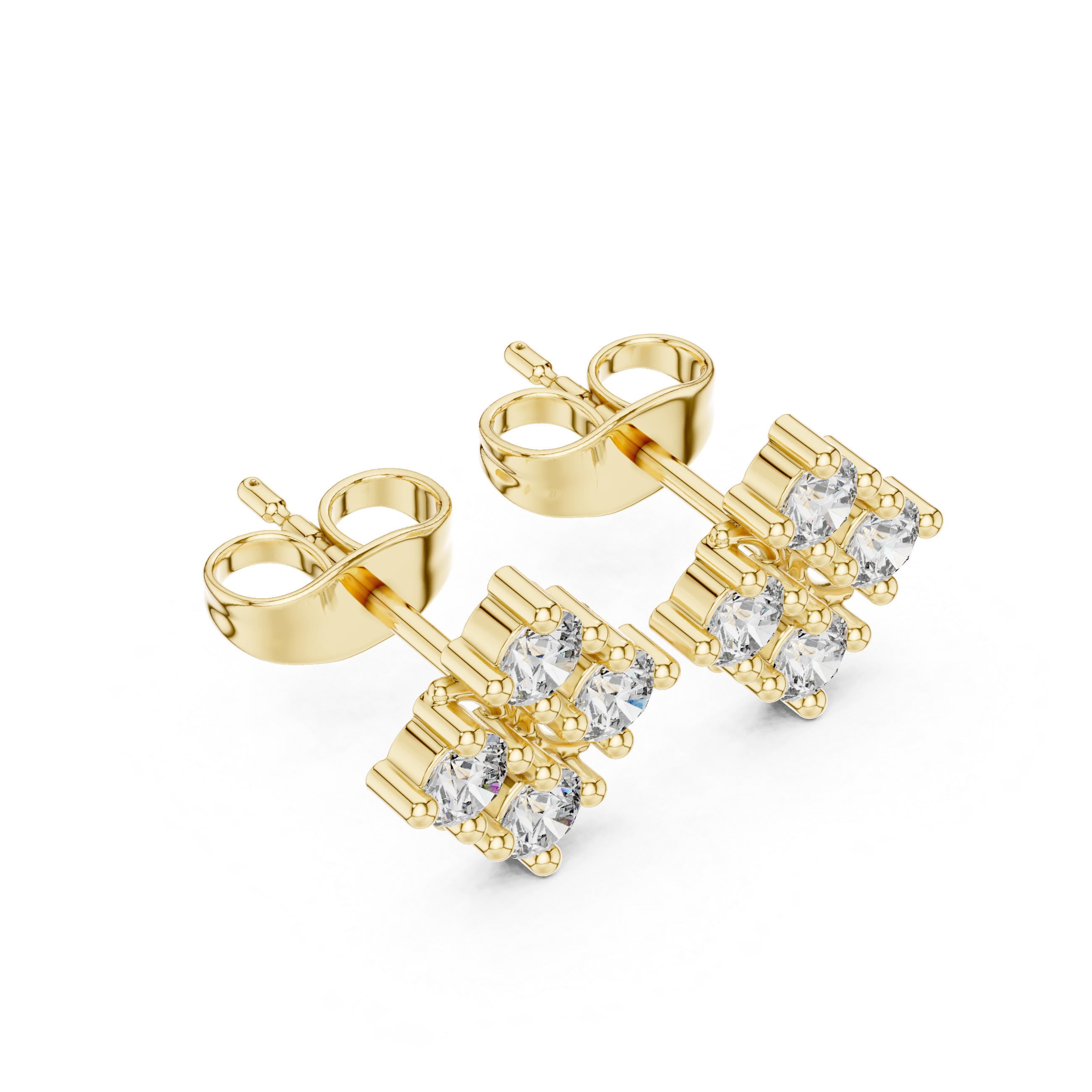 Snowflake Cluster Diamond Stud Earrings in Yellow Gold - VYKA Diamonds