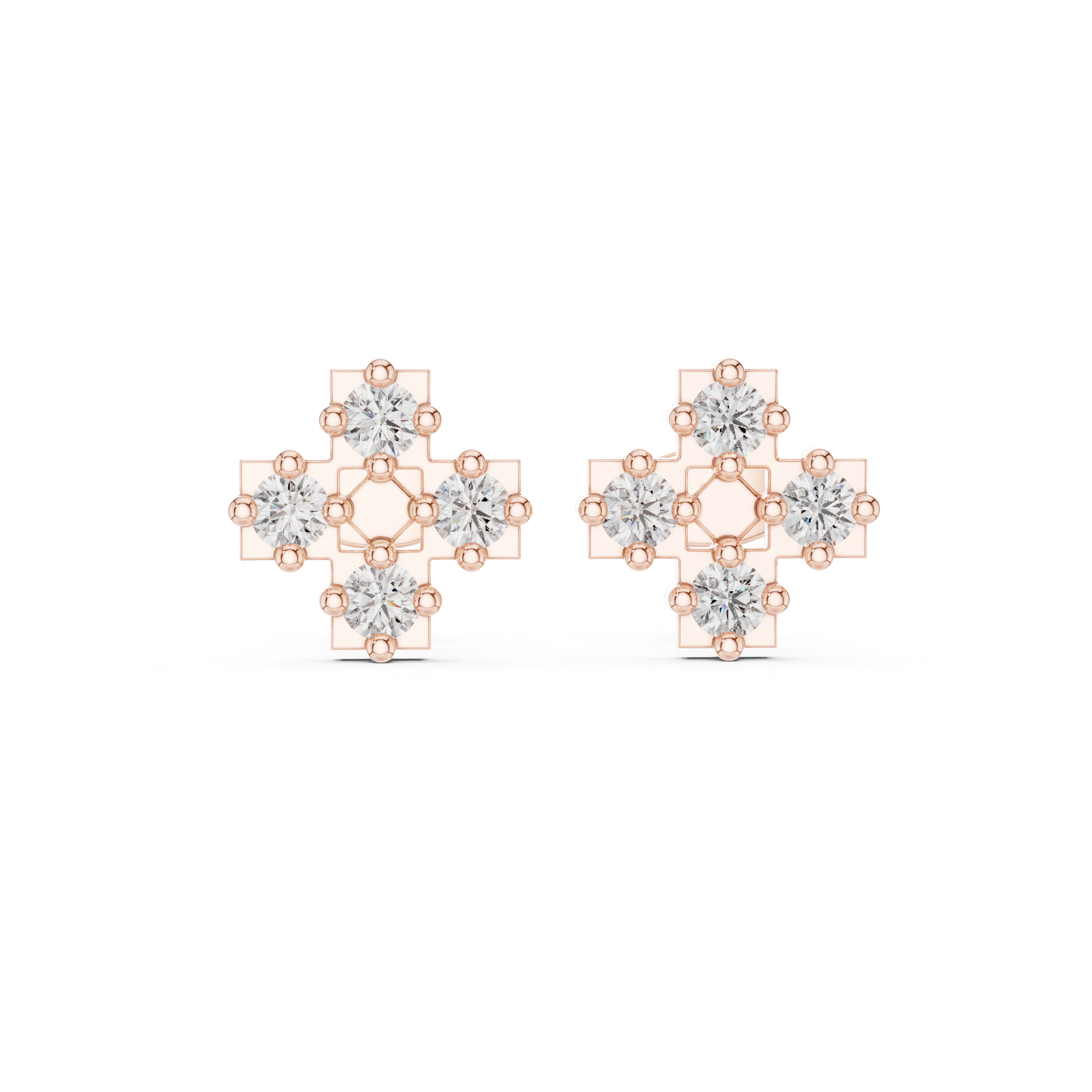 Arrow Point Diamond Stud Earrings in Rose Gold - VYKA Diamonds